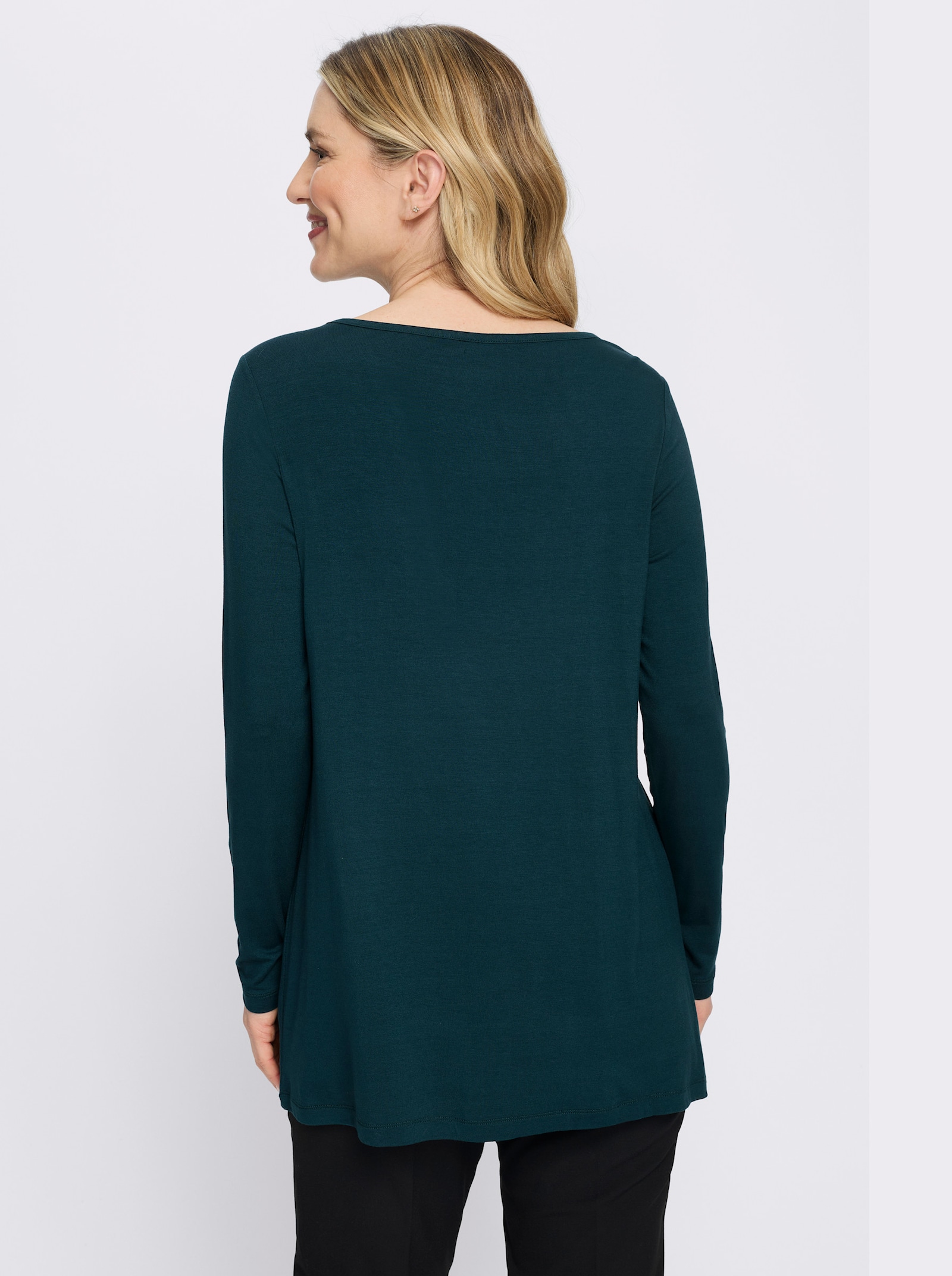 Longshirt mit Pailletten - petrol
