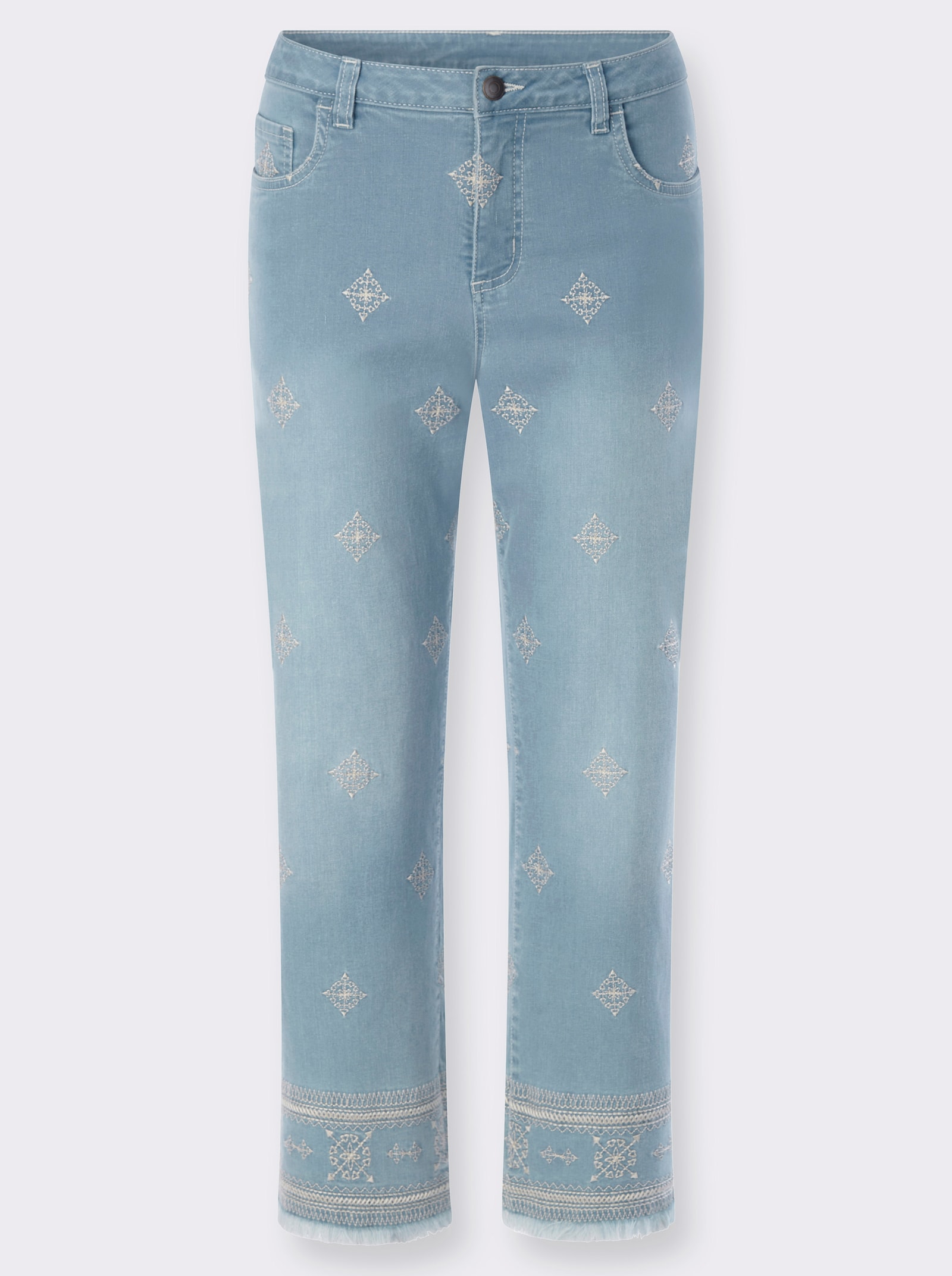 7/8-Jeans mit Kontrast-Stickerei - blue-bleached
