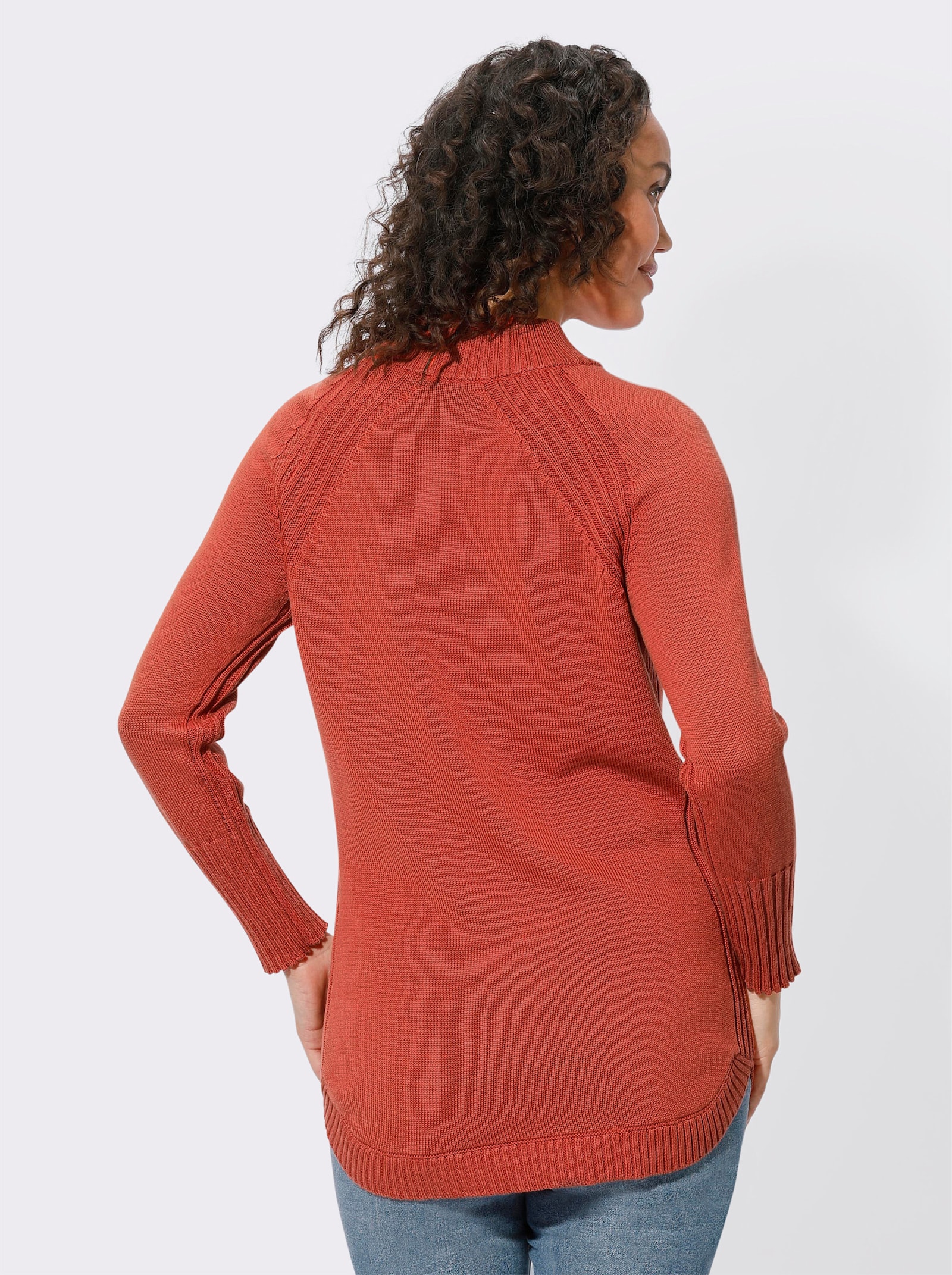 Longpullover mit abgerundetem Saum - terra