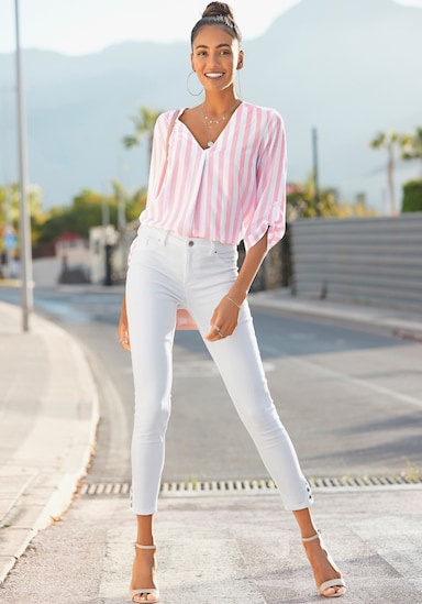 LASCANA Comfortabele blouse - wit/roze