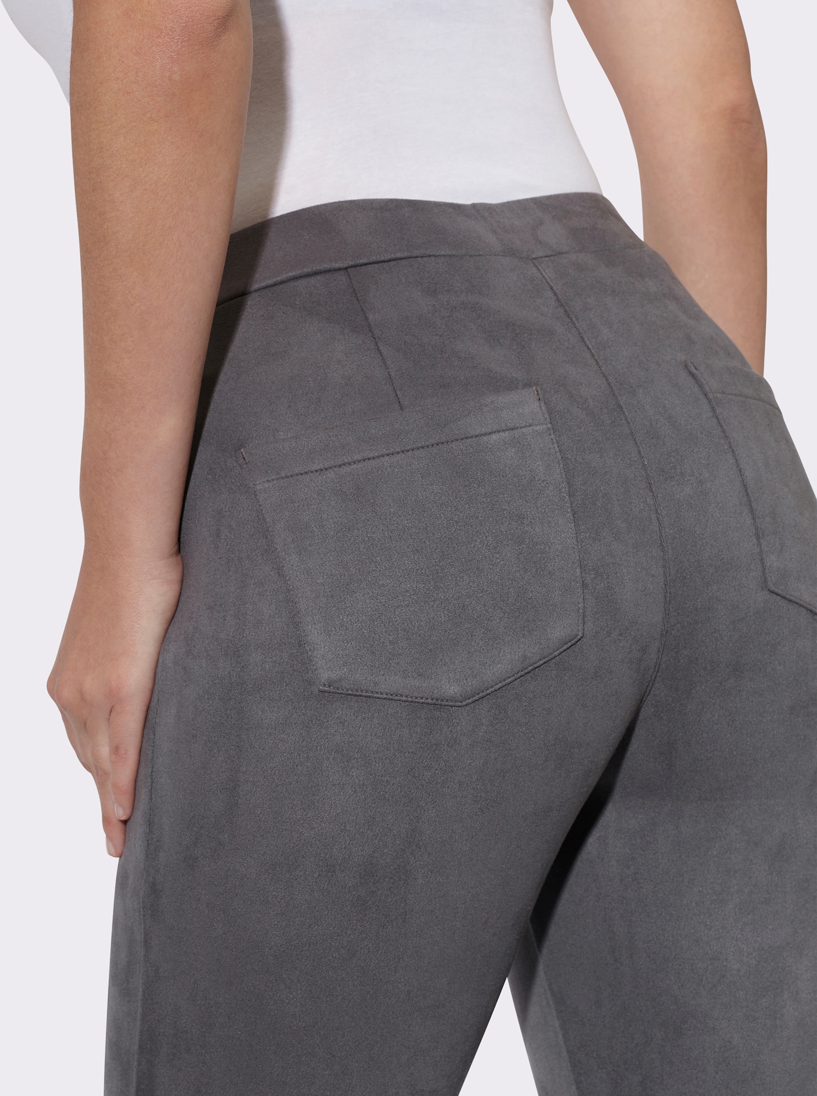 heine Schlupfhose aus Veloursleder-Imitat - anthrazit