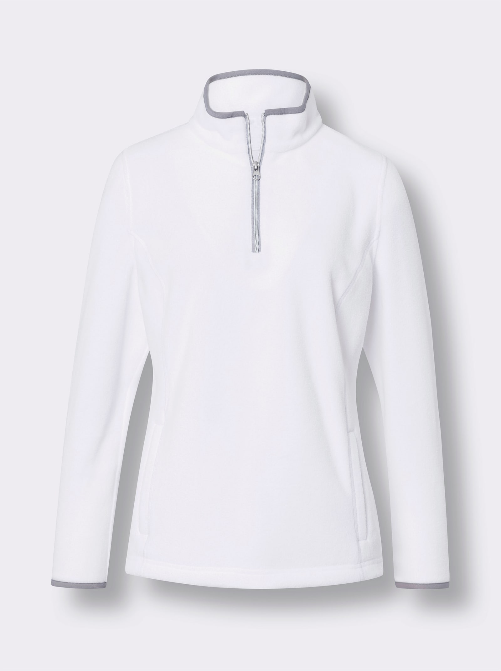 Fleeceshirt mit Stehkragen - ecru