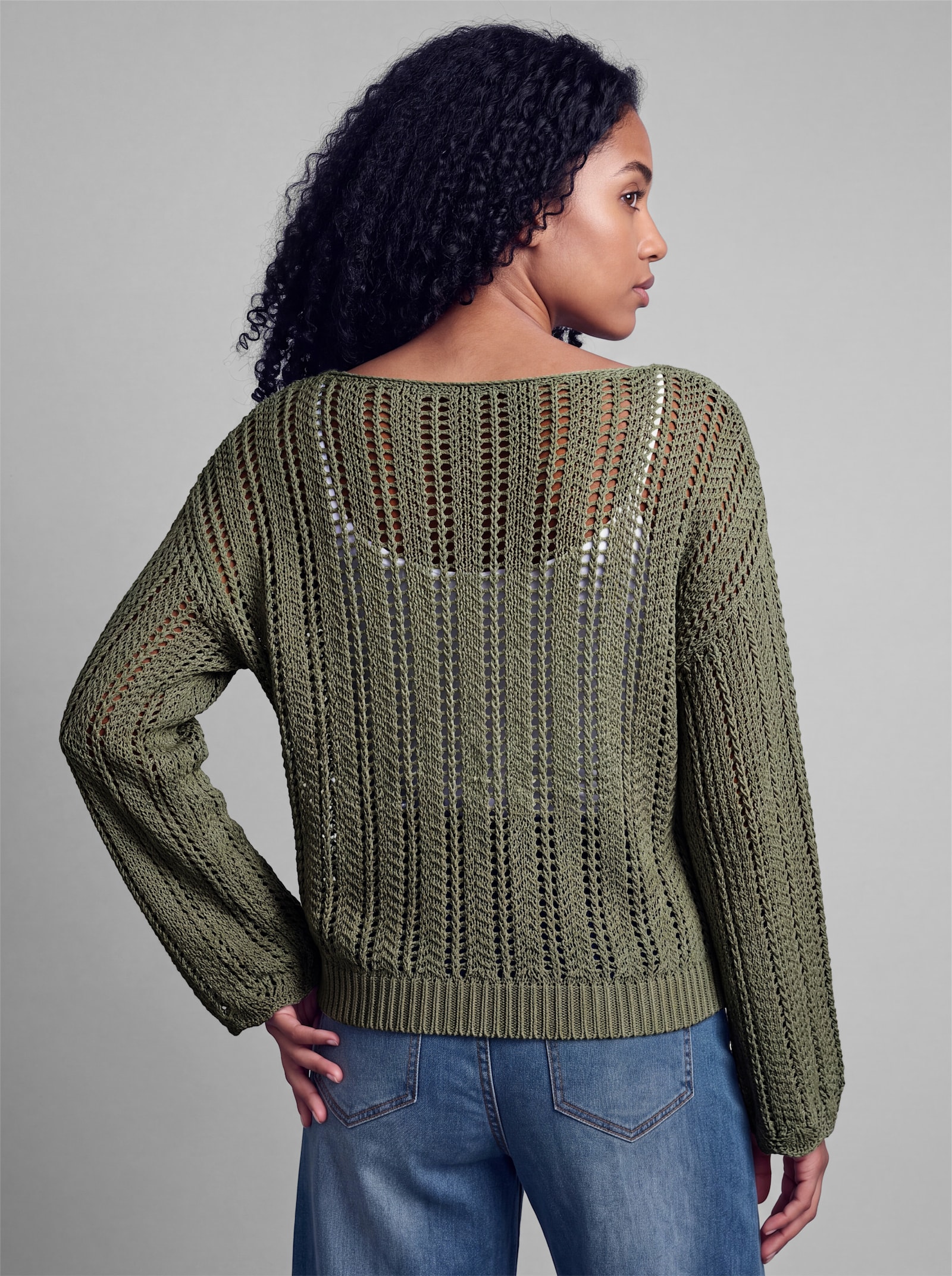 heine Pullover mit U-Boot-Ausschnitt - khaki