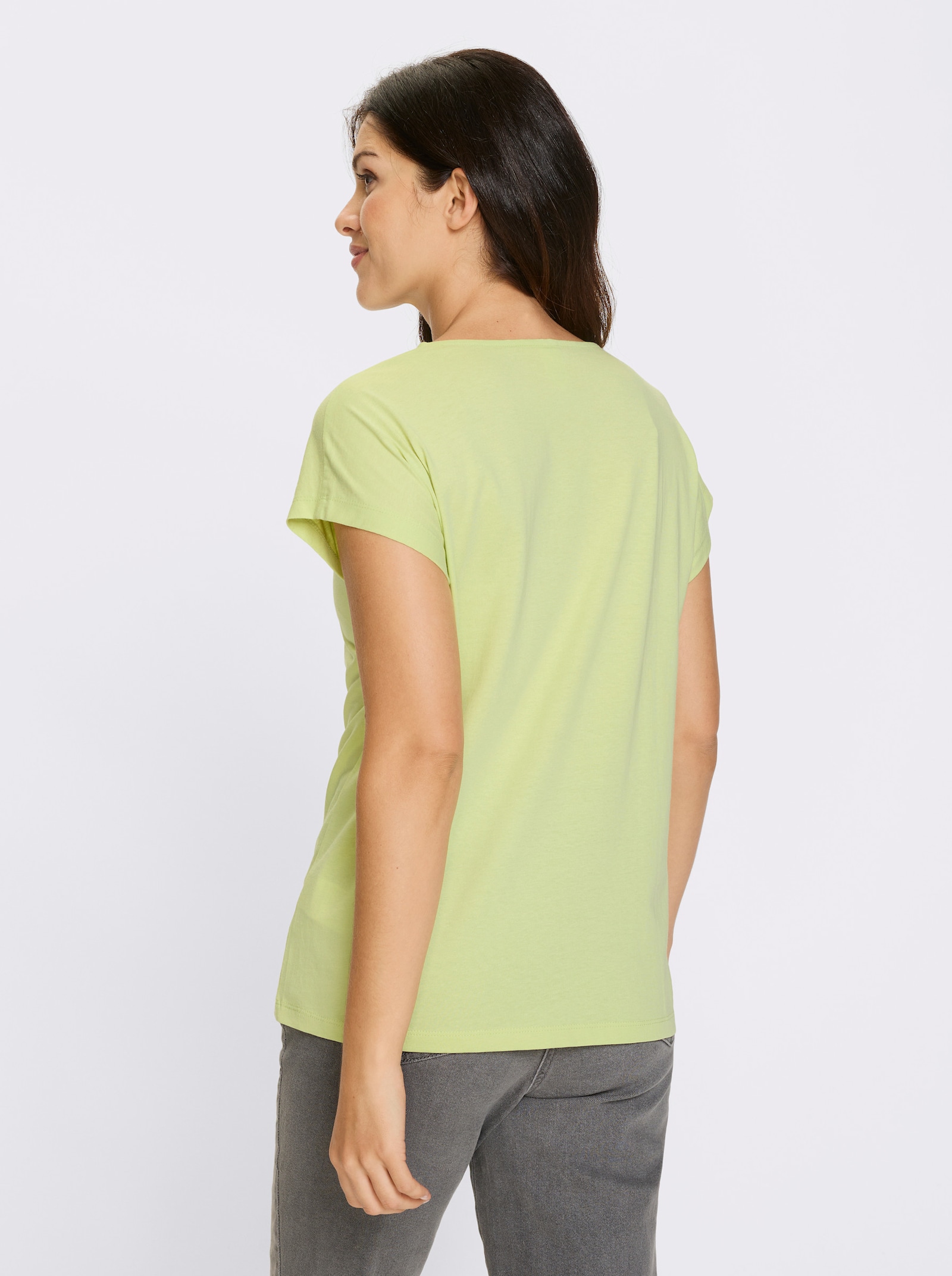 Shirt met korte mouwen en hartmotief - pistache/orchidee