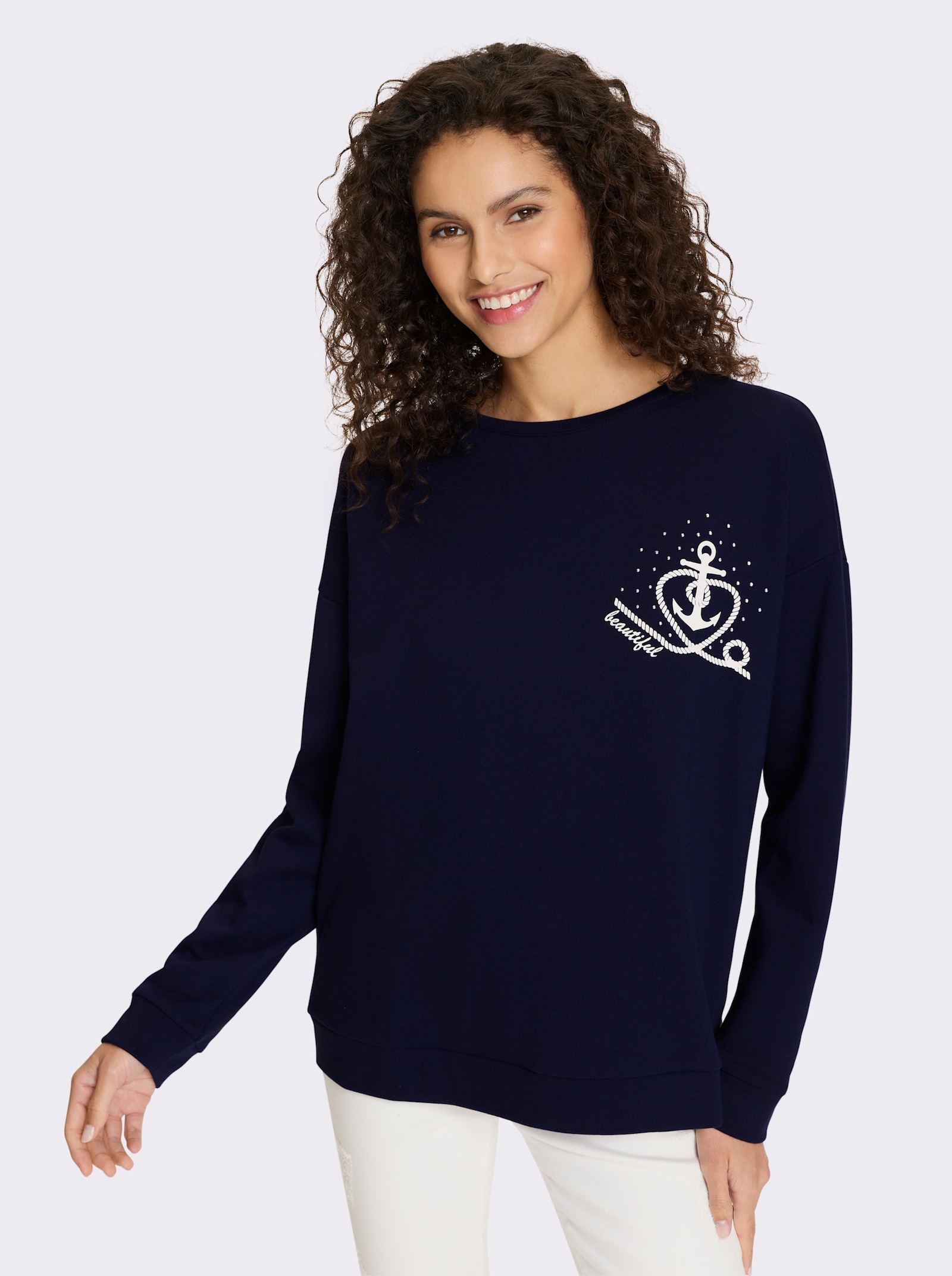 heine Sweatshirt mit Anker-Motiv - marine
