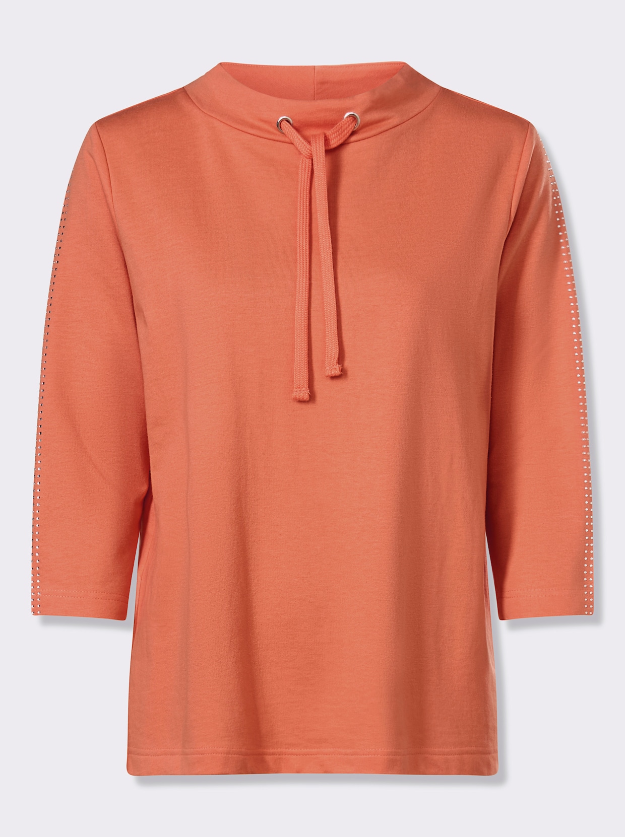 Sweatshirt mit Glitzersteinchen - papaya