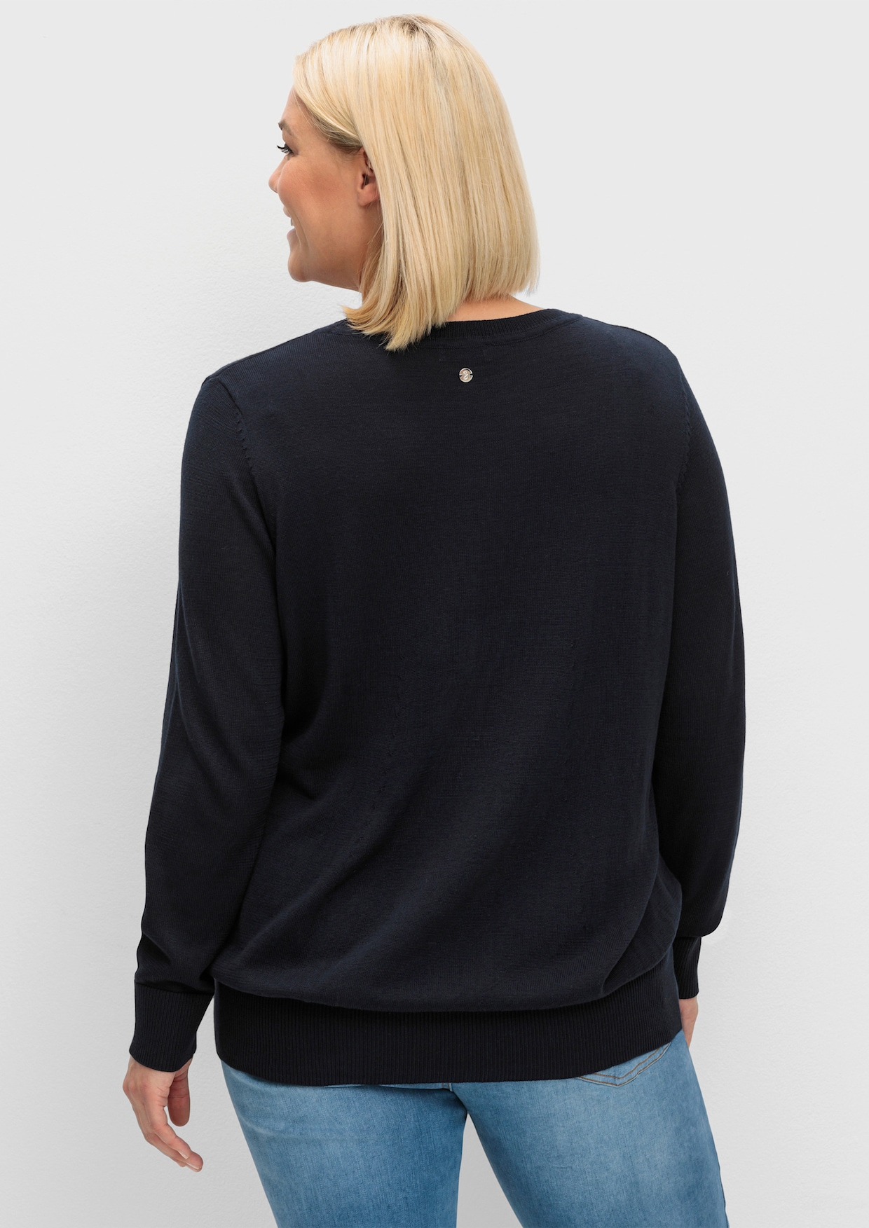 sheego Tricotvest - diepblauw