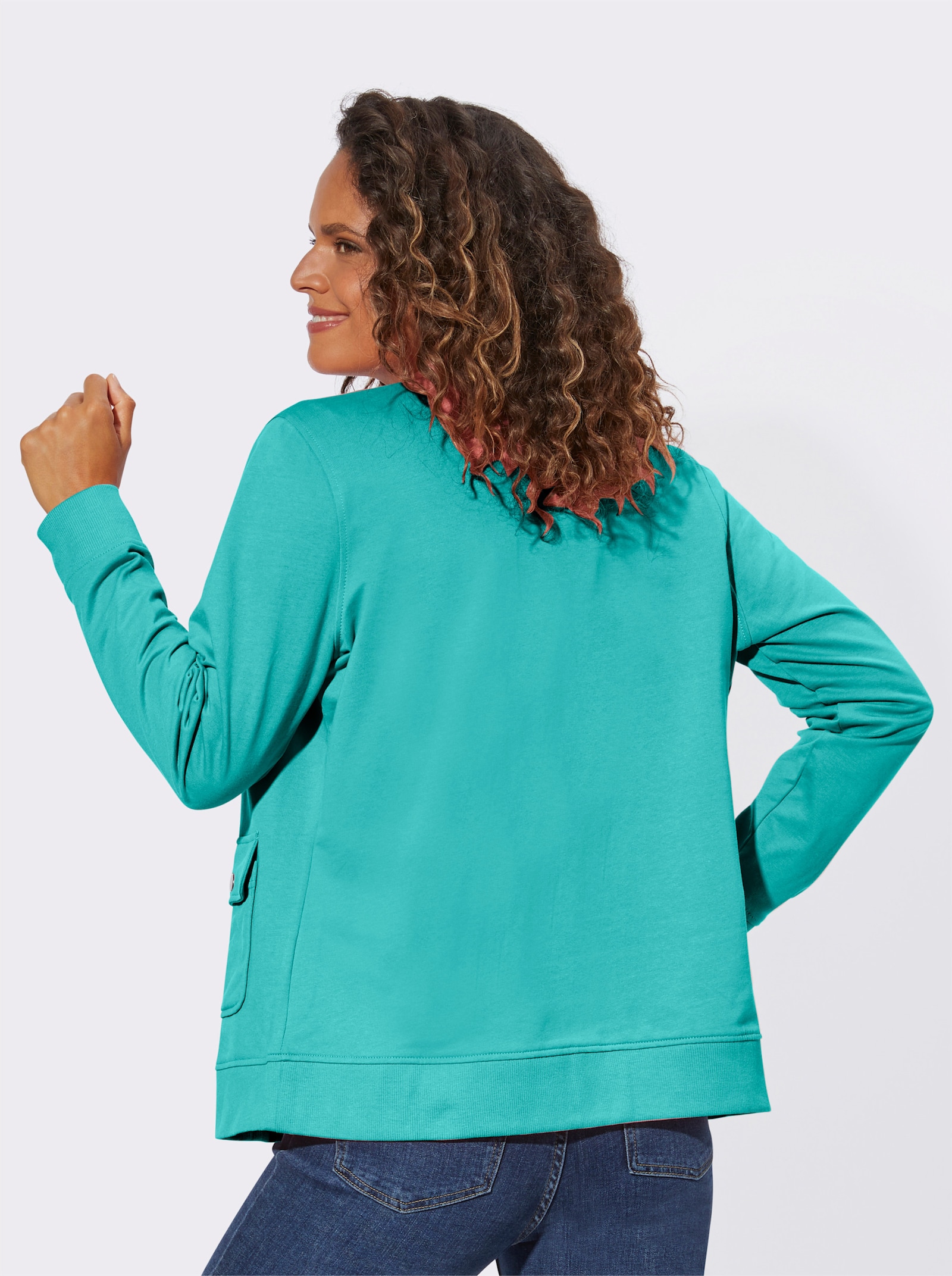 Shirtjasje van puur katoen - aqua
