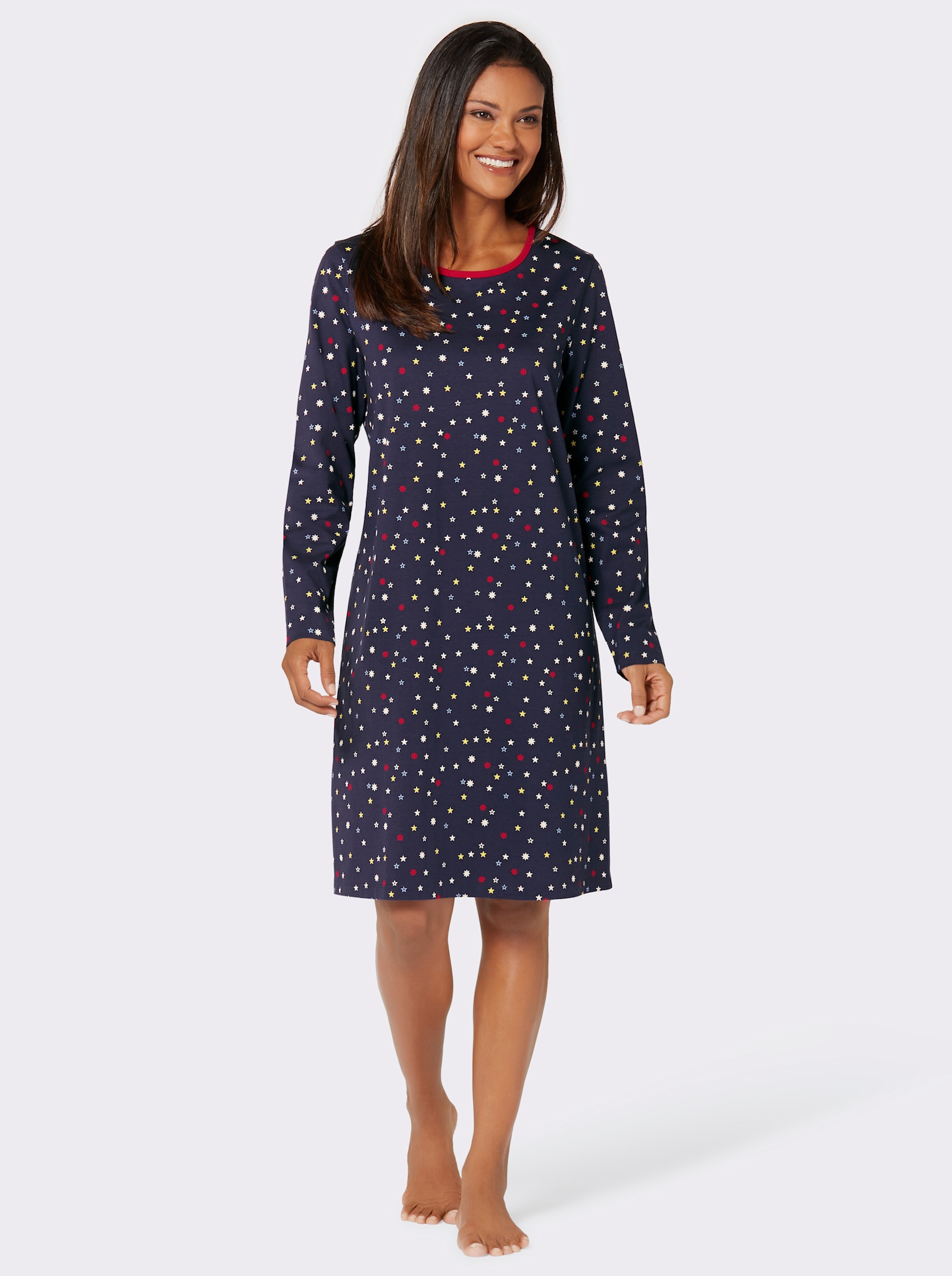 wäschepur Nachthemd mit Sternchen-Druck - marine-bedruckt
