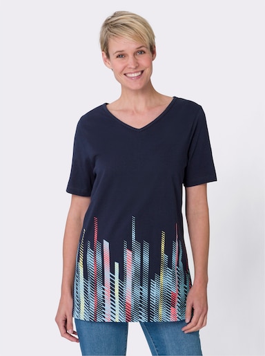 Longshirt mit V-Ausschnitt - marine