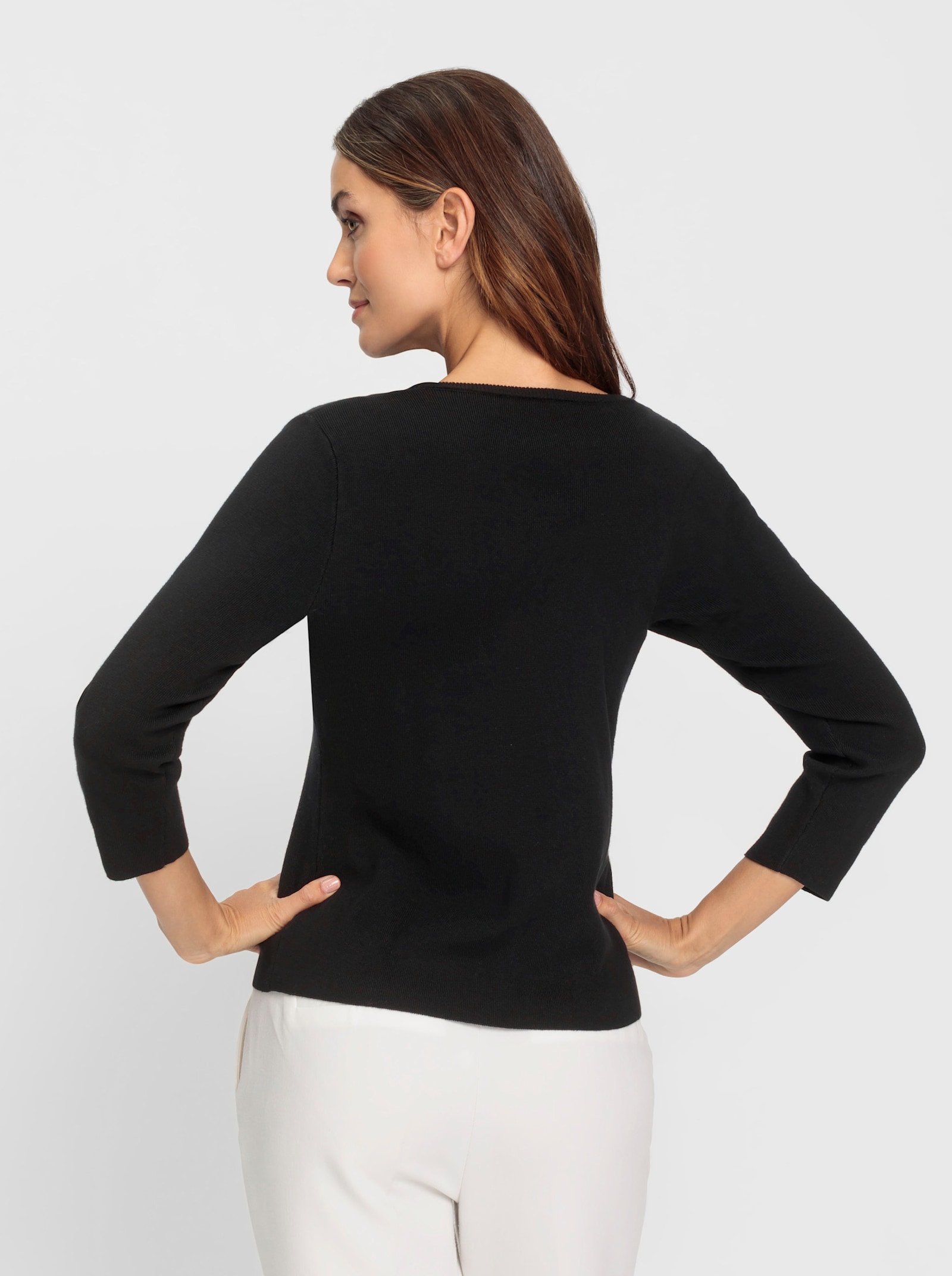 heine Feinstrickpullover mit abnehmbarer Brosche - schwarz