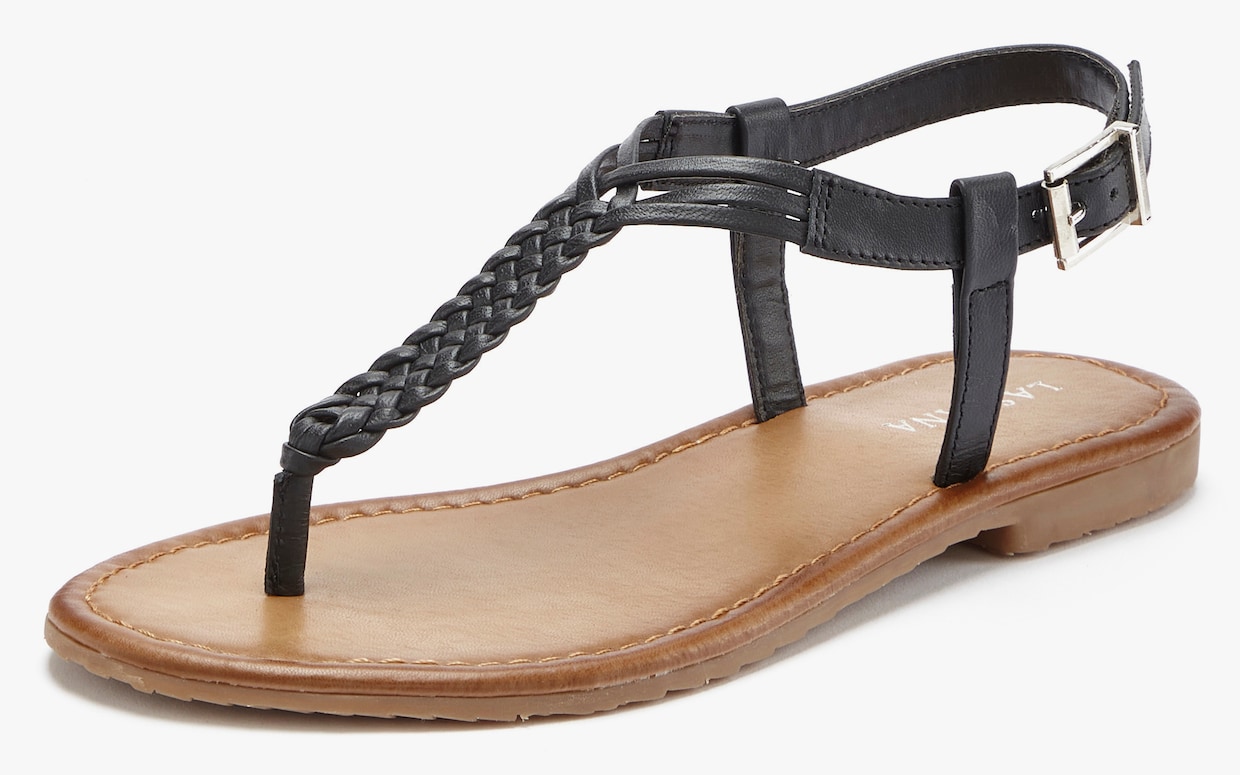LASCANA Teenslipper - zwart/beige