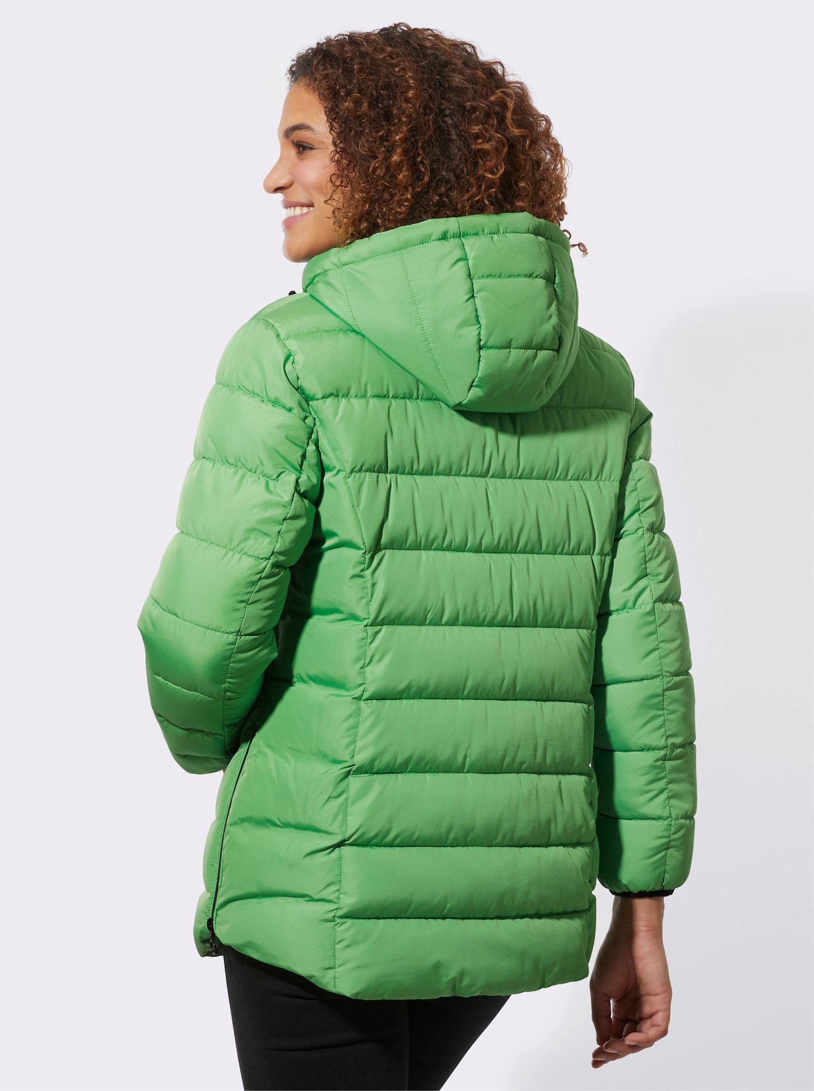 Steppjacke mit elastischer Kontrast-Paspelierung - apfel