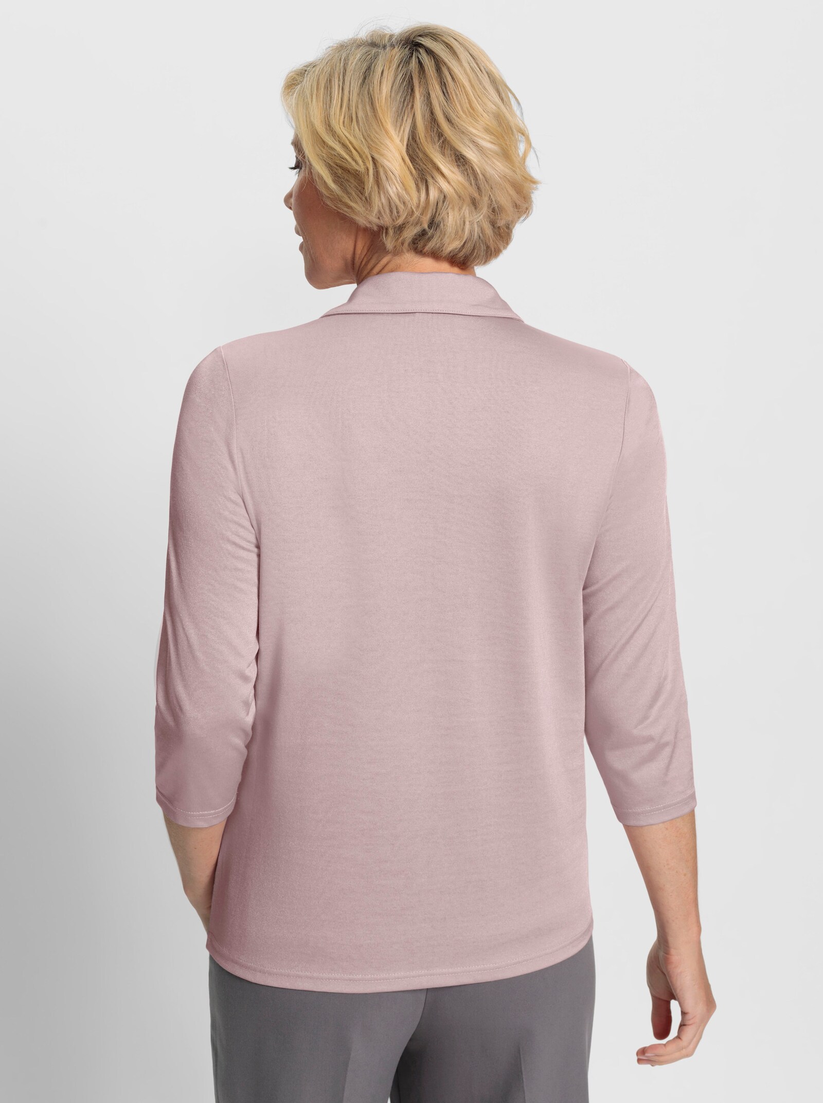 Poloshirt mit Spitzenborte - rosé
