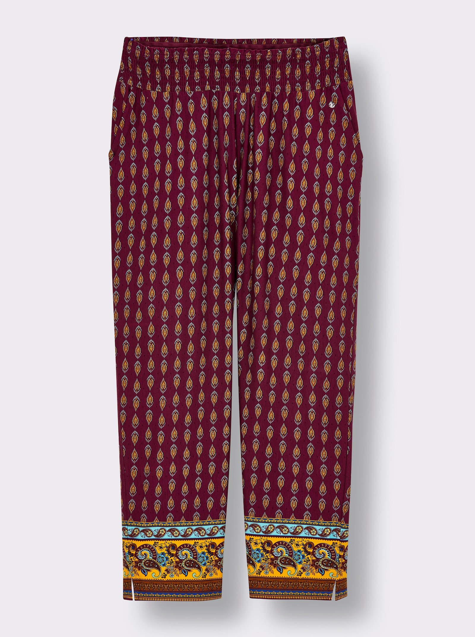 sheego Jerseyhose mit Paisley-Print - bordeaux-burgund-bedruckt