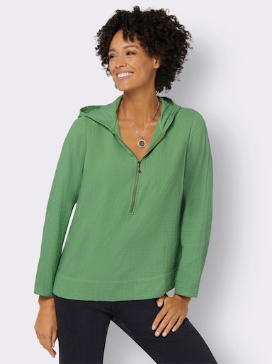 Langarmbluse mit Kapuze - apfel