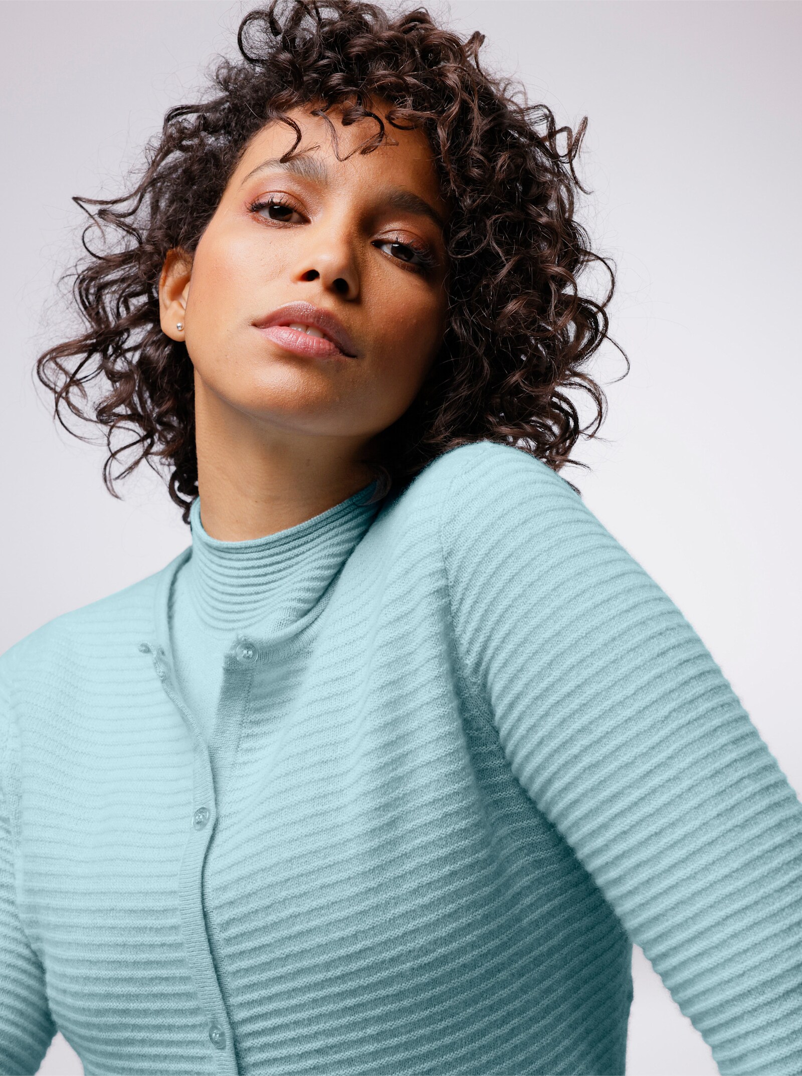 CREATION L PREMIUM Kaschmirpullover mit Stehkragen - kalkmint