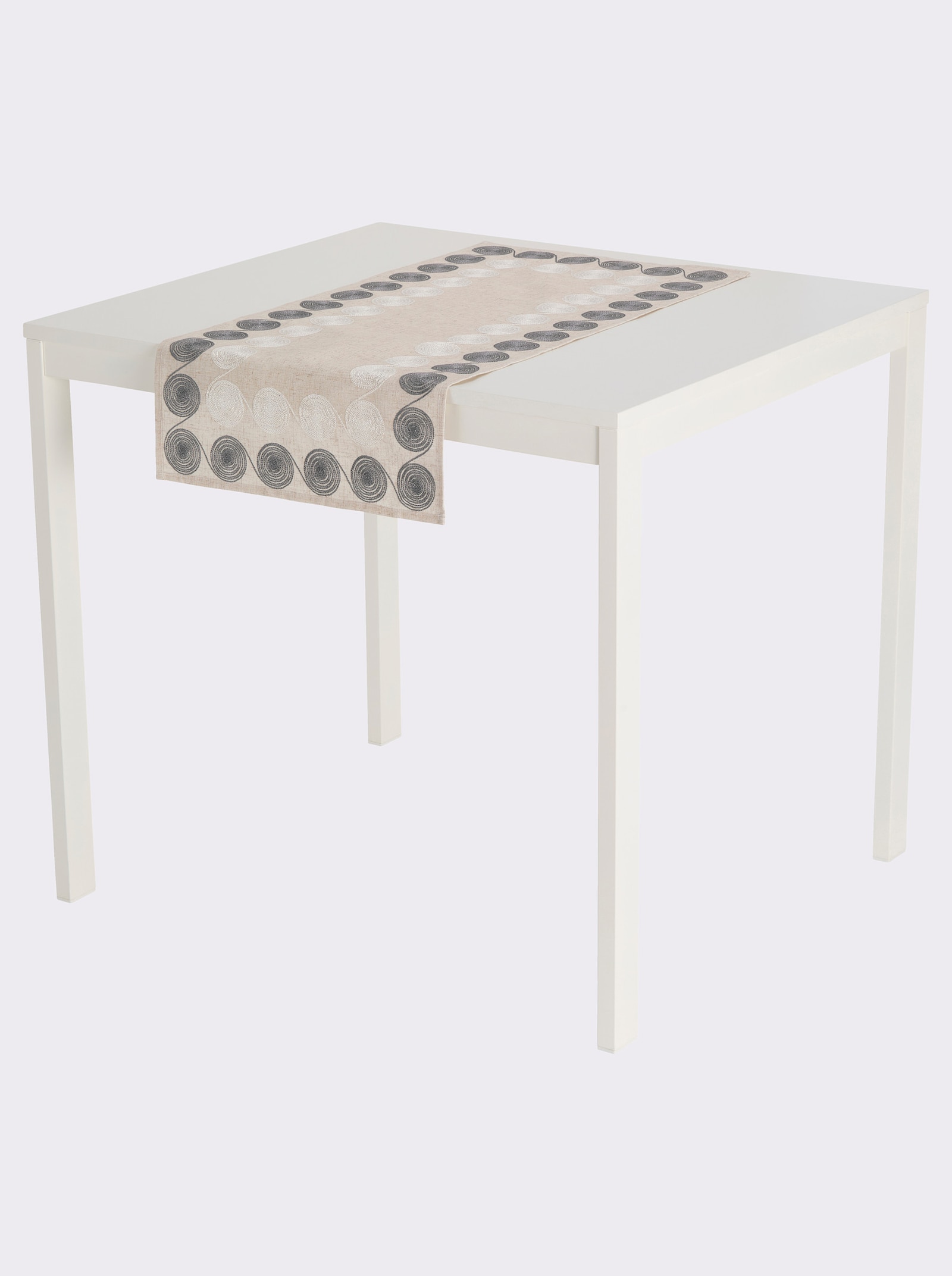 Tafelkleed met glanzende borduursels - beige