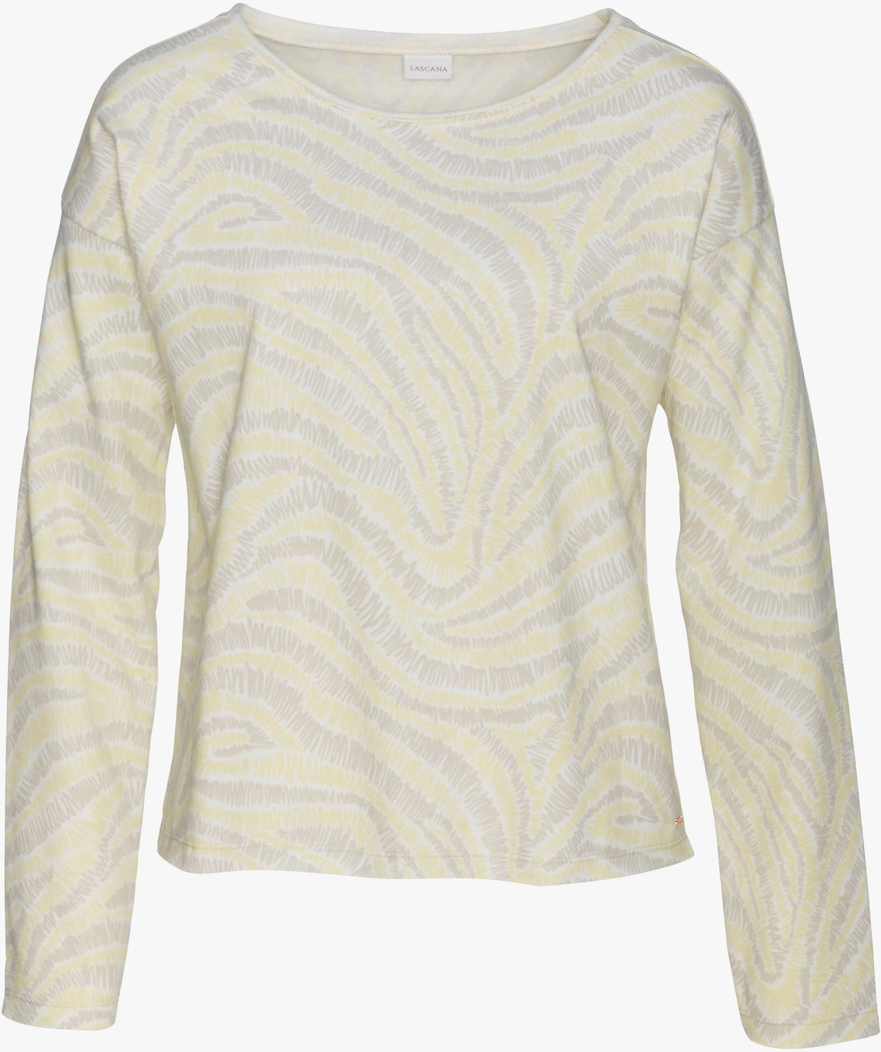 LASCANA Sweat-shirt - jaune clair-gris clair à motifs