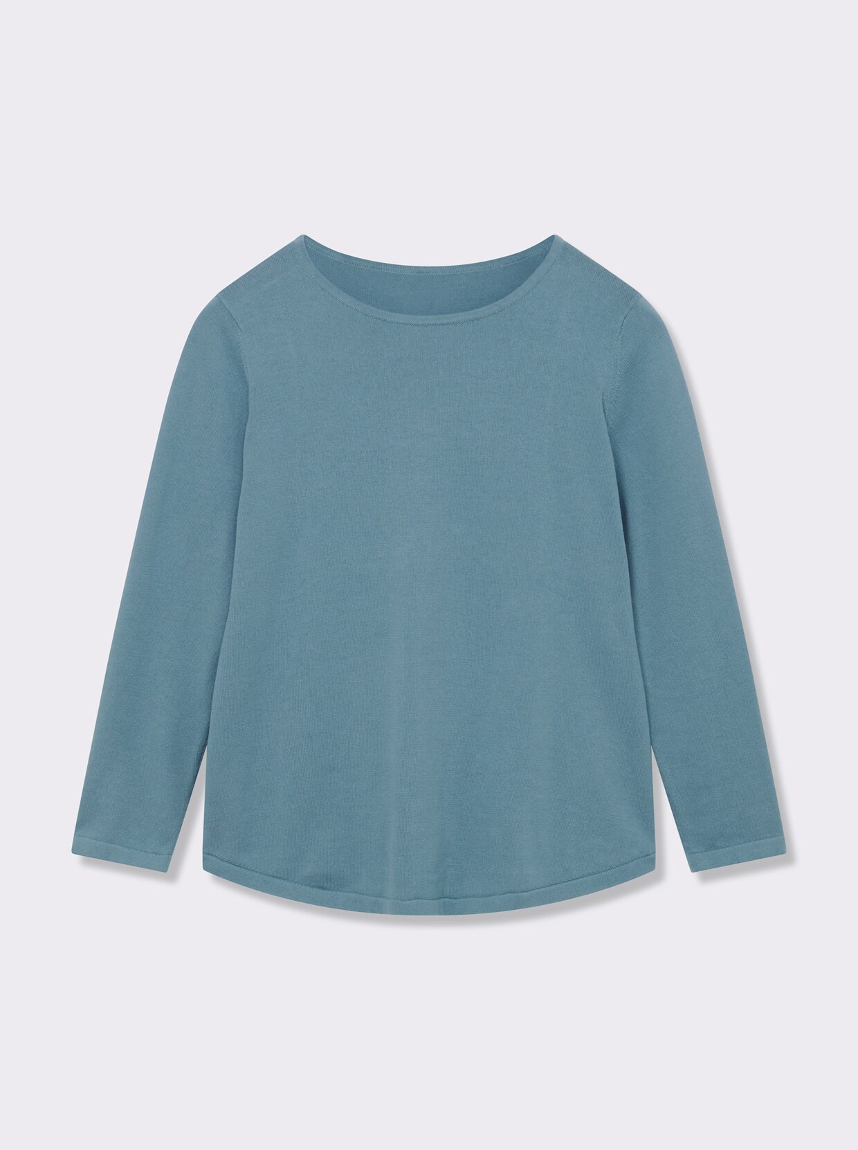 Baumwollpullover mit überlappendem Saum - aqua