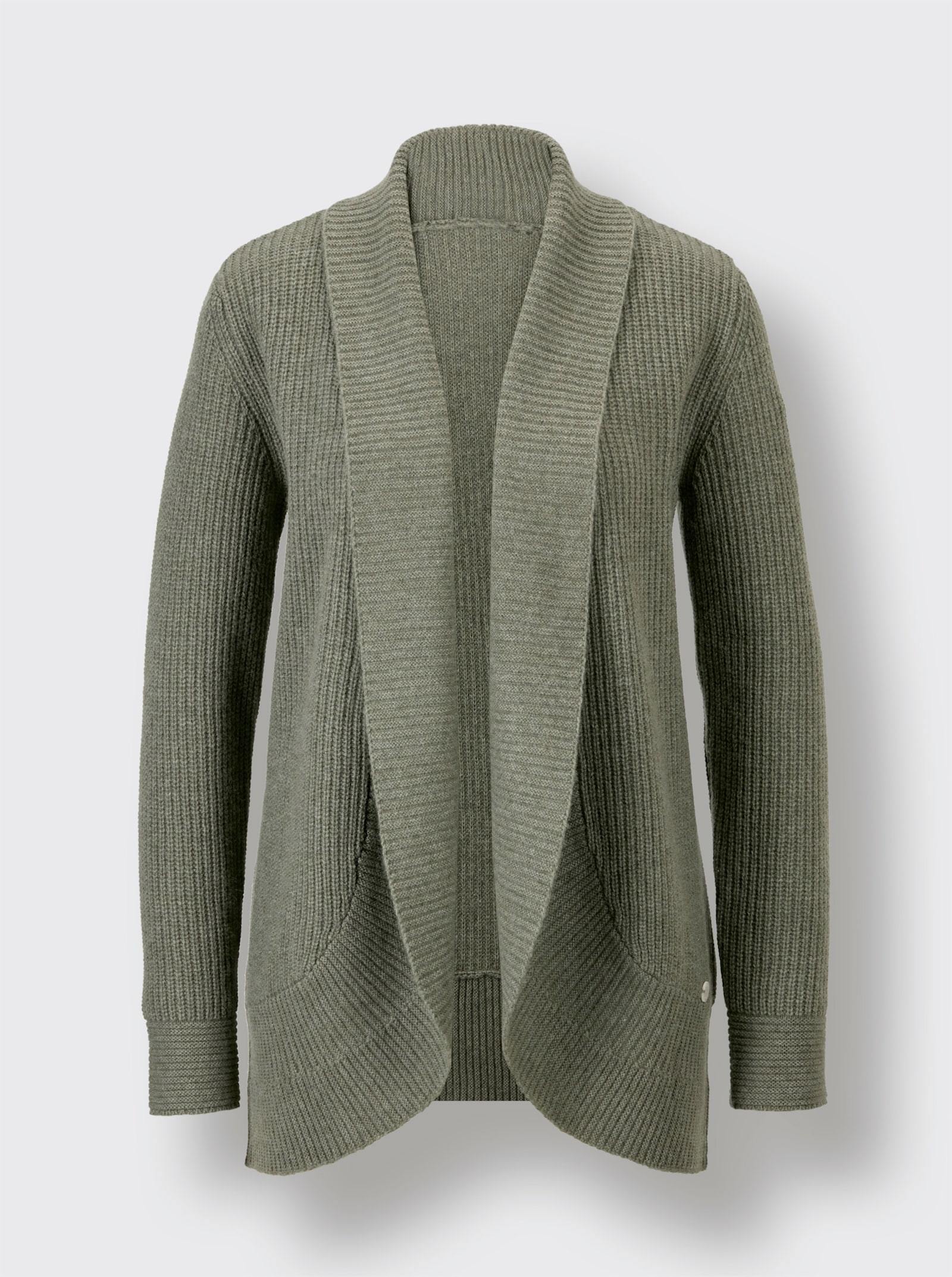 CREATION L PREMIUM Strickjacke im Schurwoll-Kaschmir-Mix - khaki-meliert