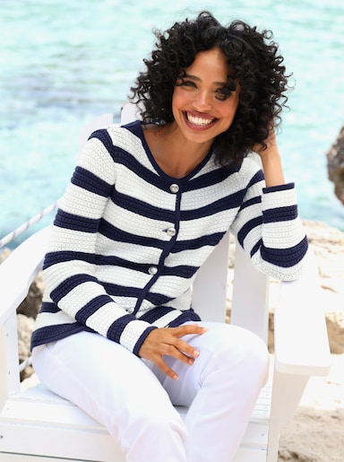 heine Strickjacke - marine-ecru-gestreift