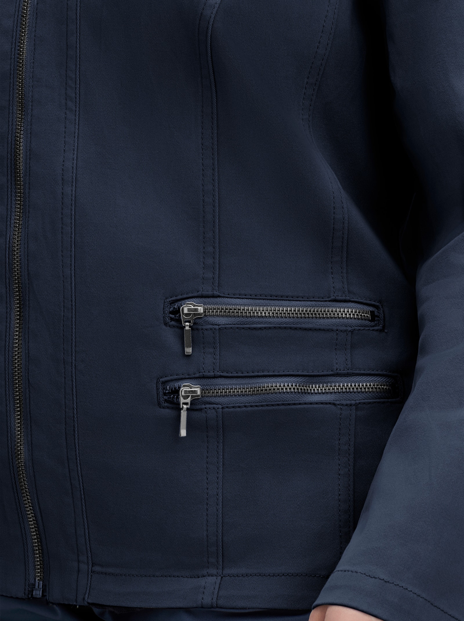 Jeansblazer mit Zier-Reißverschlüssen - marine