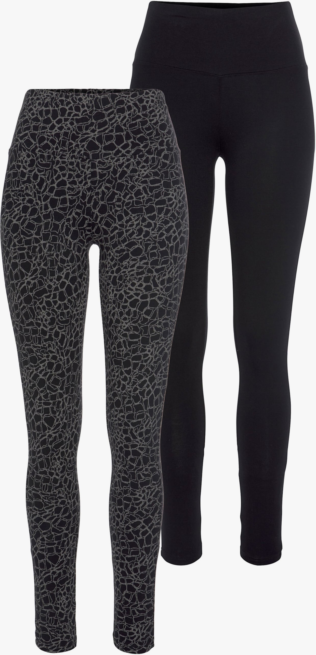 H.I.S Legging - zwart bedrukt, zwart effen