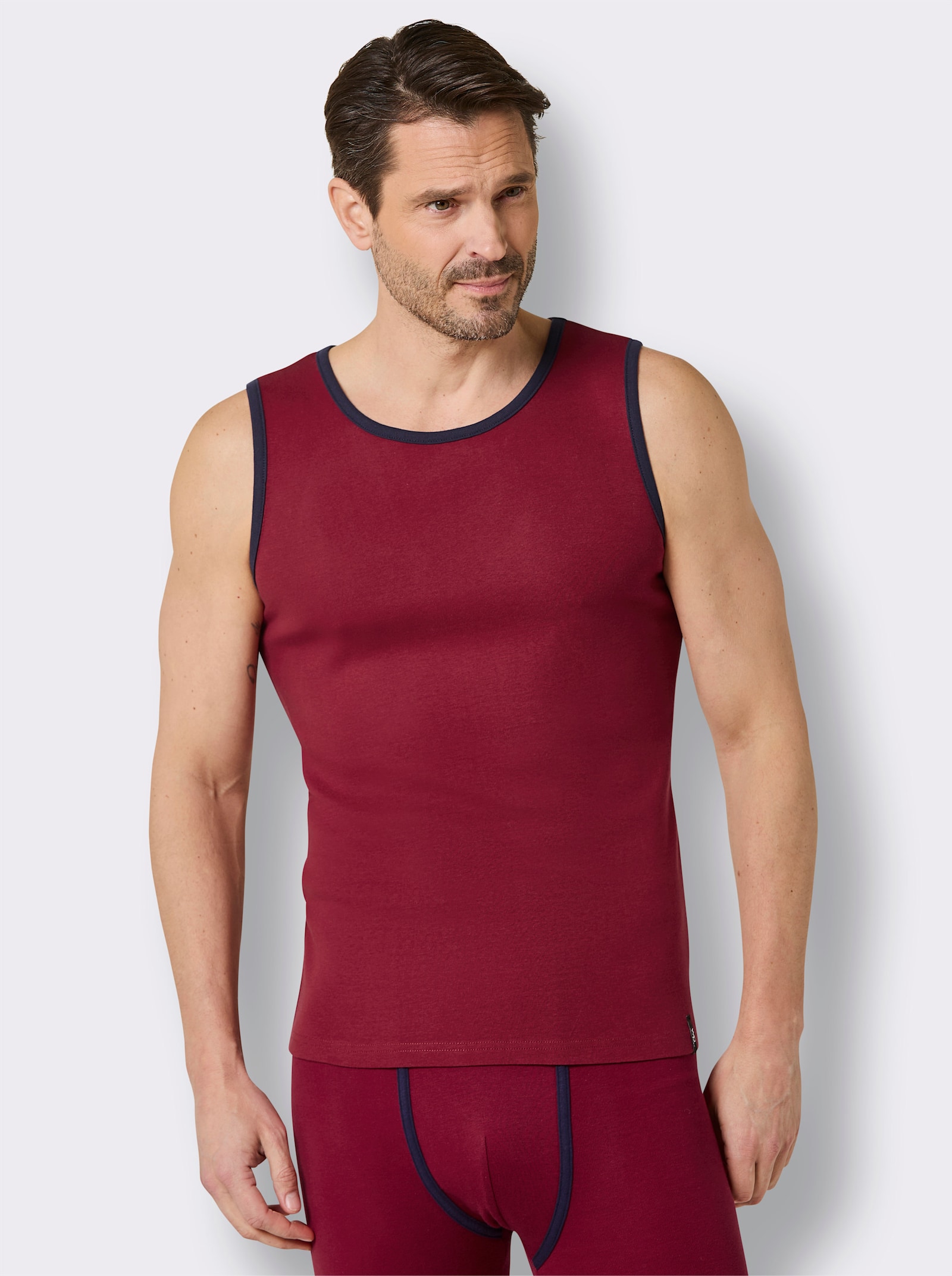 wäschepur men Unterhemd - marine + dunkelrot