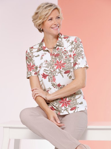 Shirt - flamingo/ecru bedrukt