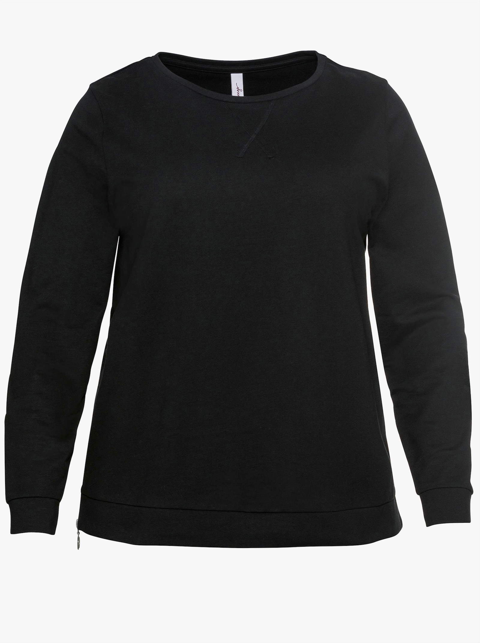 sheego Sweatshirt mit seitlichen Zippern - schwarz