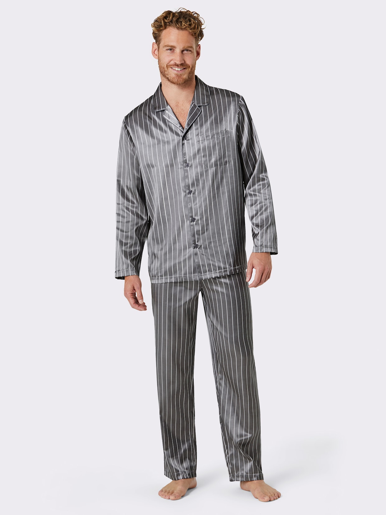 KINGsCLUB Pyjama - grijs gestreept