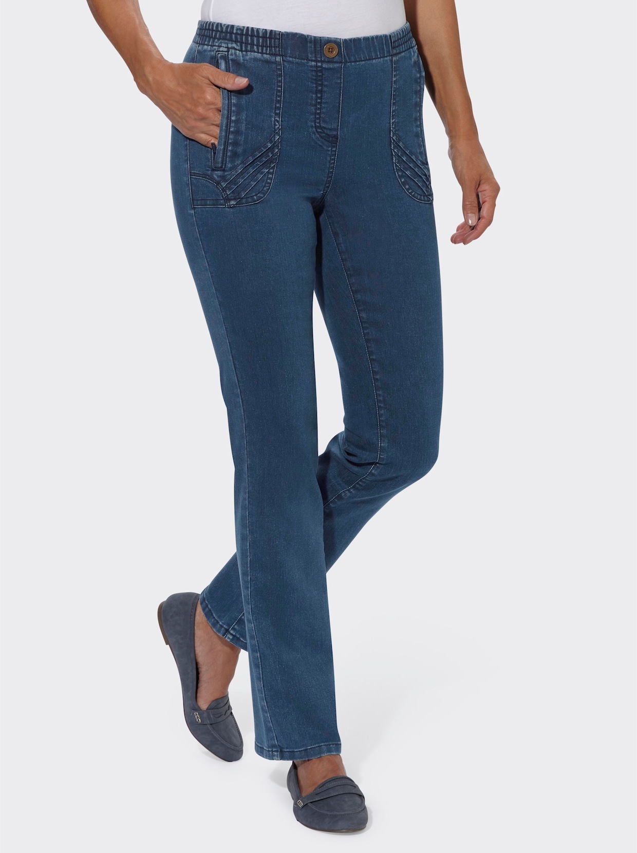 Schlupfjeans - blue-stone-washed