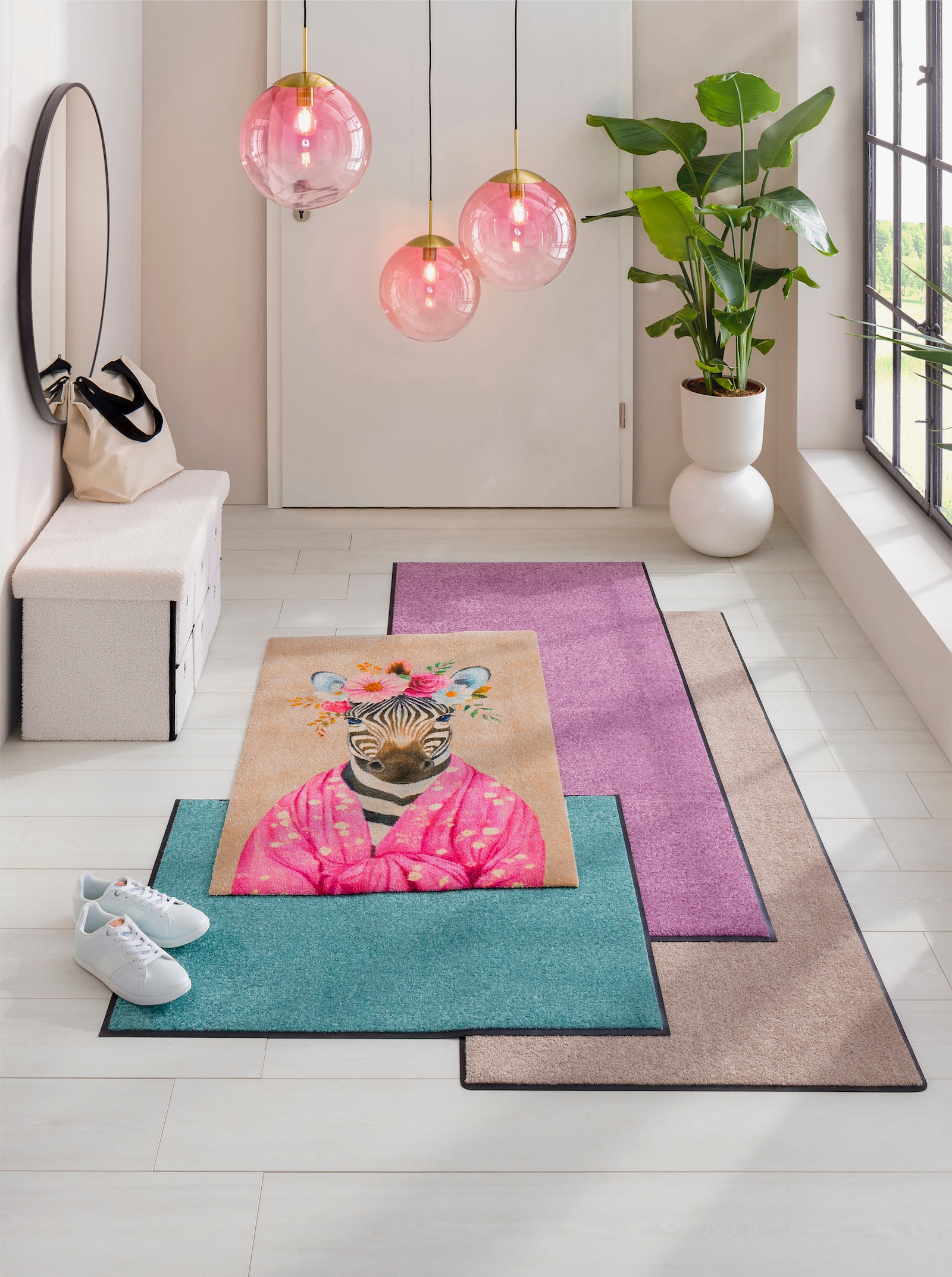 wash+dry by Kleen-Tex Paillasson - rose à motifs