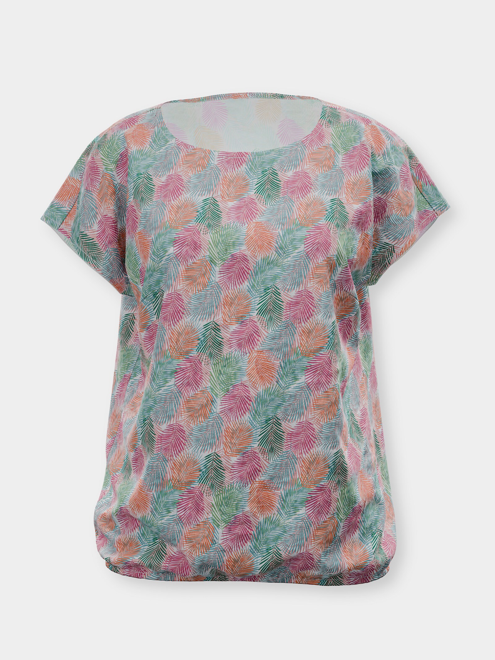 Tunika im Blätter-Dessin - ozean-fuchsia-bedruckt
