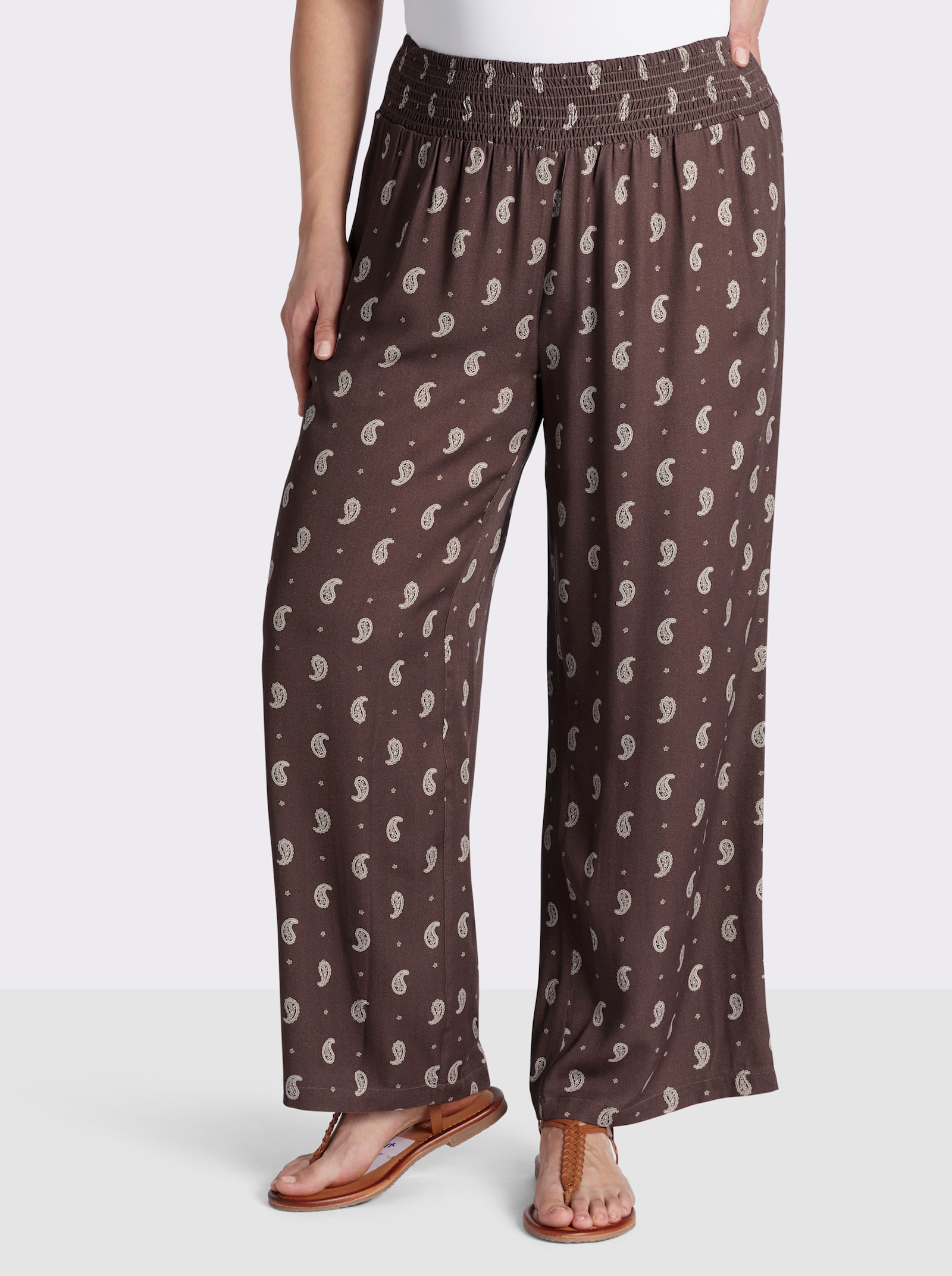 sheego Schlupfhose mit Paisleymuster - schoko-sesam-bedruckt