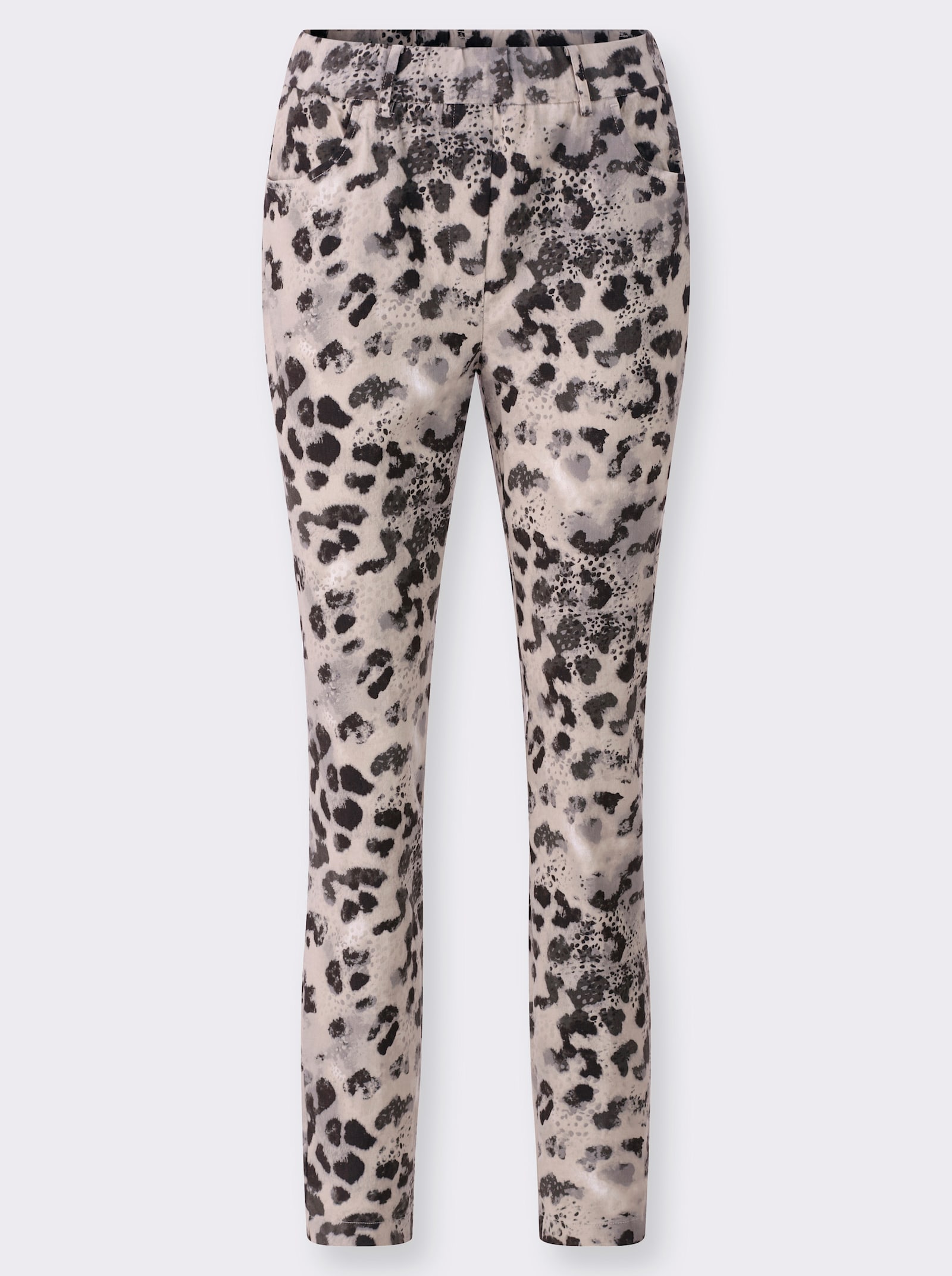 heine Druckhose mit elastischem Bund - sand-schwarz-bedruckt