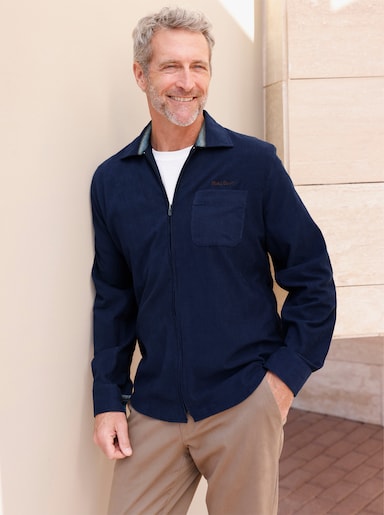 Marco Donati Langarmhemd in Microcord-Qualität - marine