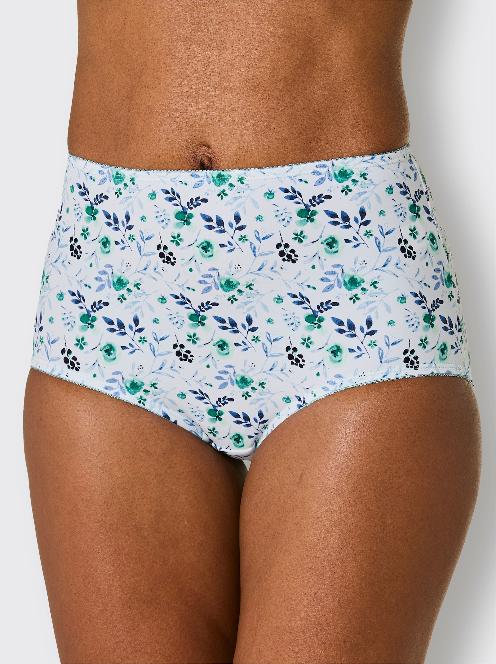 Kalhotky s pasem - bílá-mátová-potisk + mátová