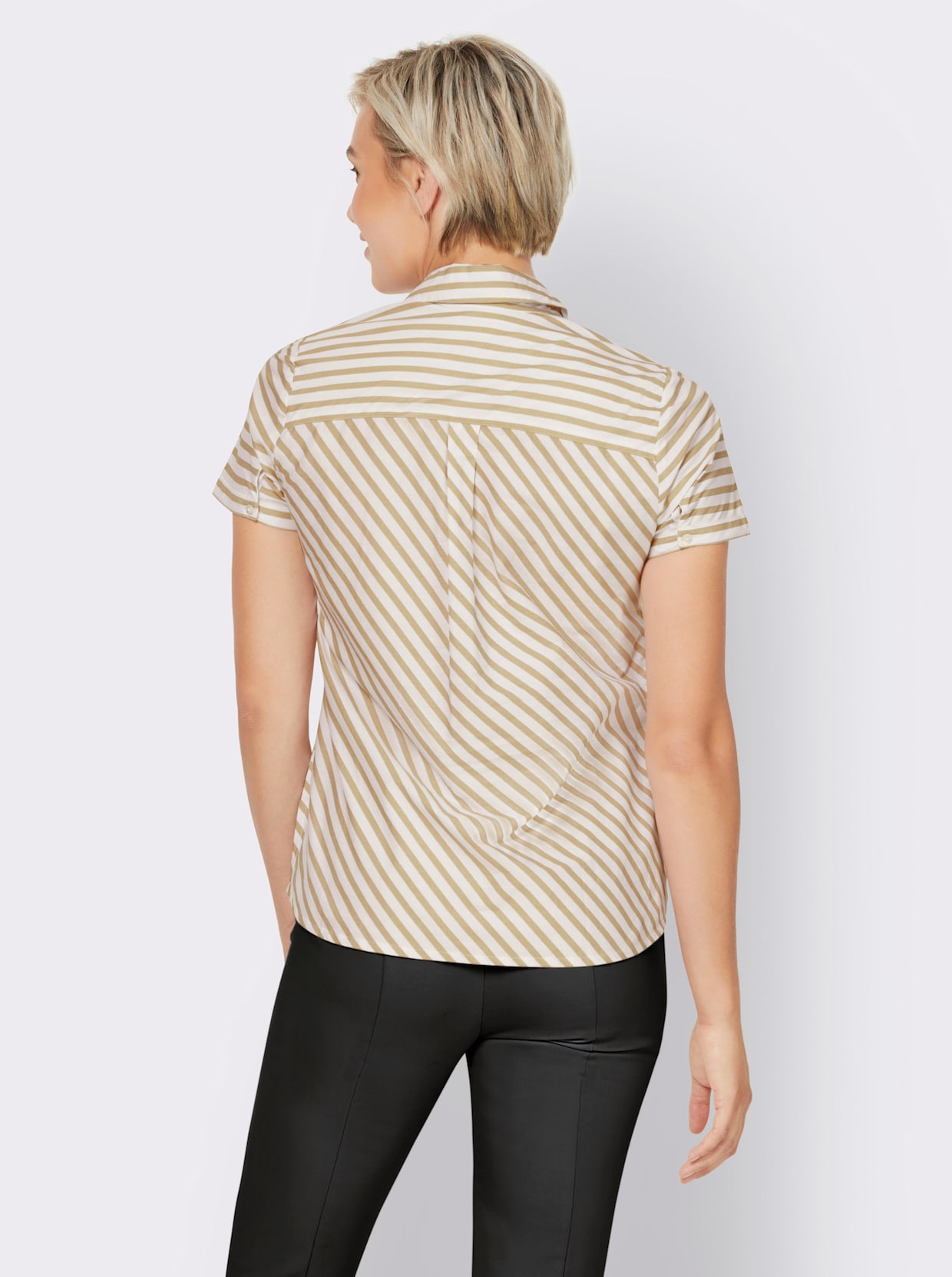 heine Blouse met korte mouwen - beige/ecru gestreept