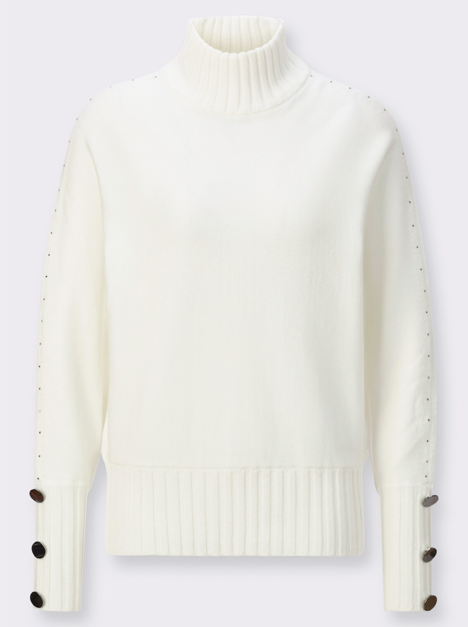 Stehkragenpullover im hochwertigen Modal-Mix - ecru