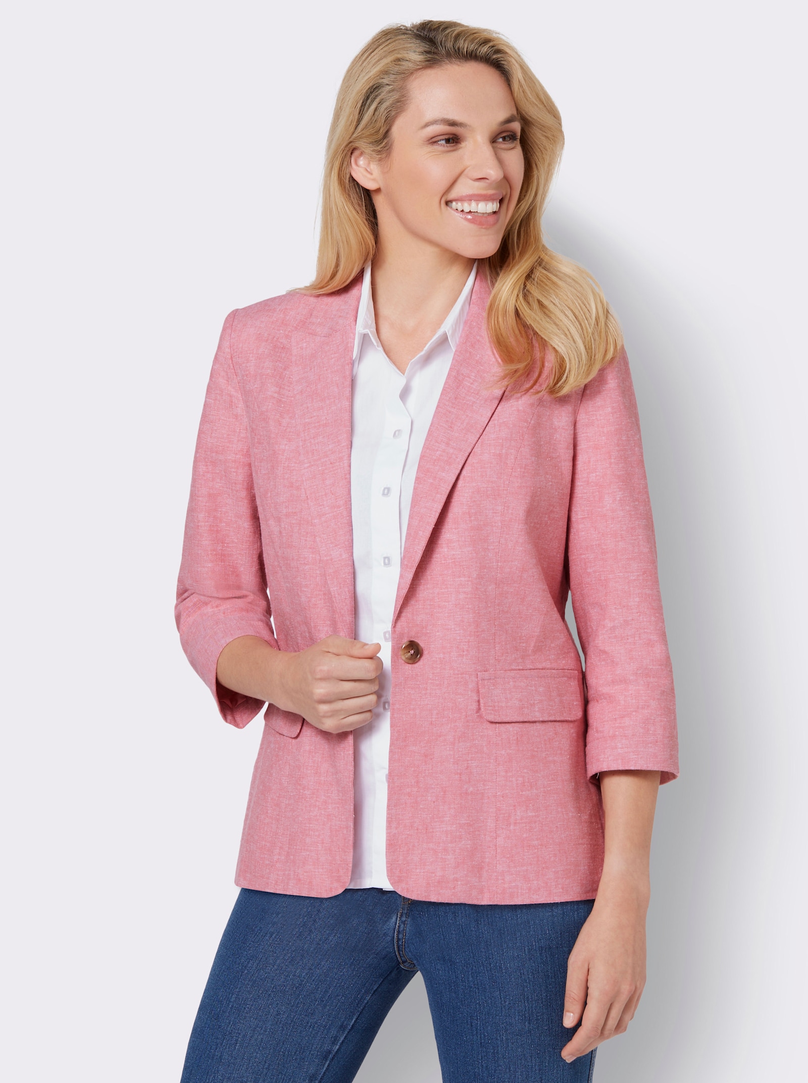 Blazer in melierter Leinen-Viskose-Qualität - flamingo-meliert