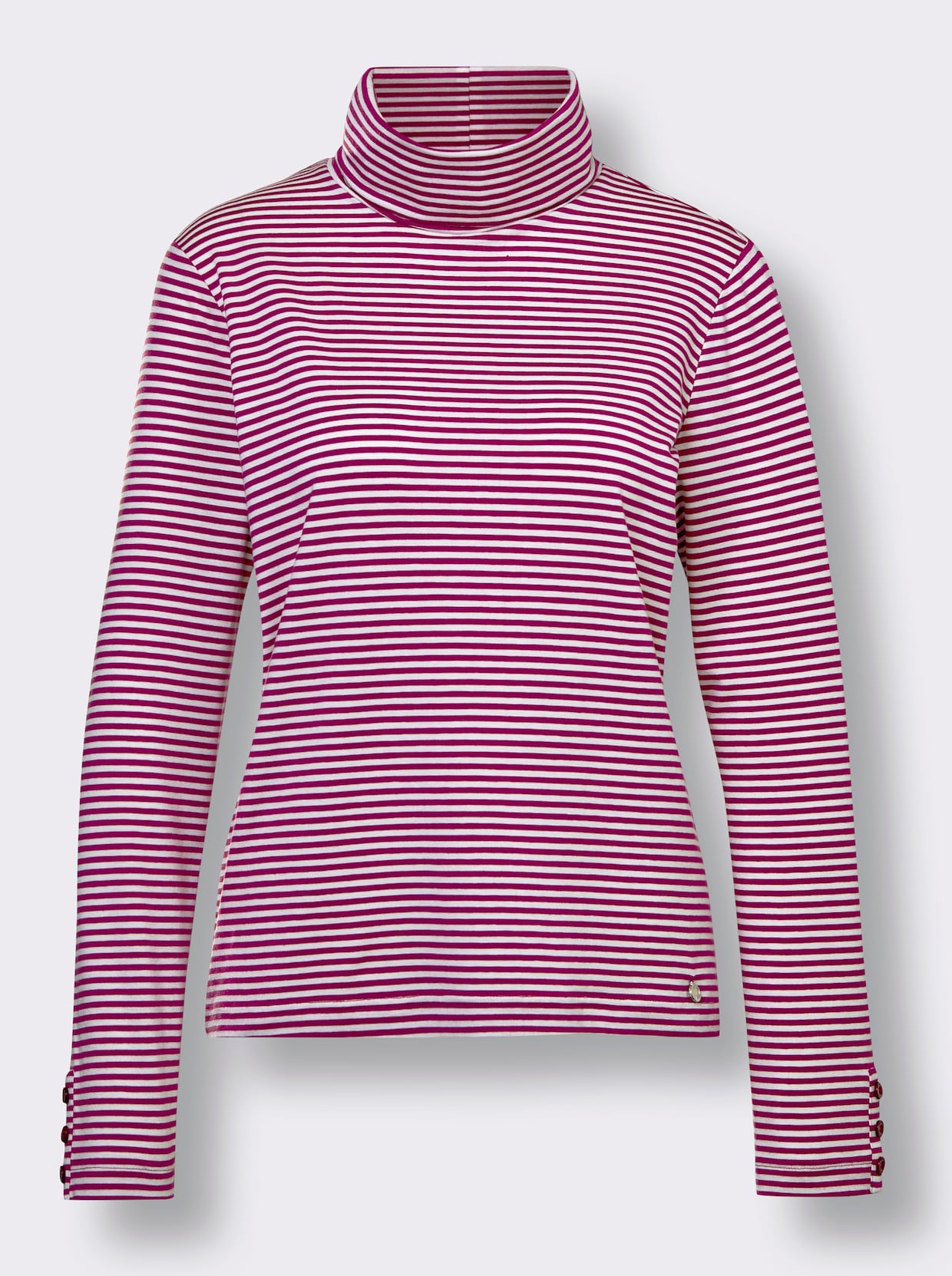 CREATION L PREMIUM Lyocell-Shirt - magenta-ecru-geringelt