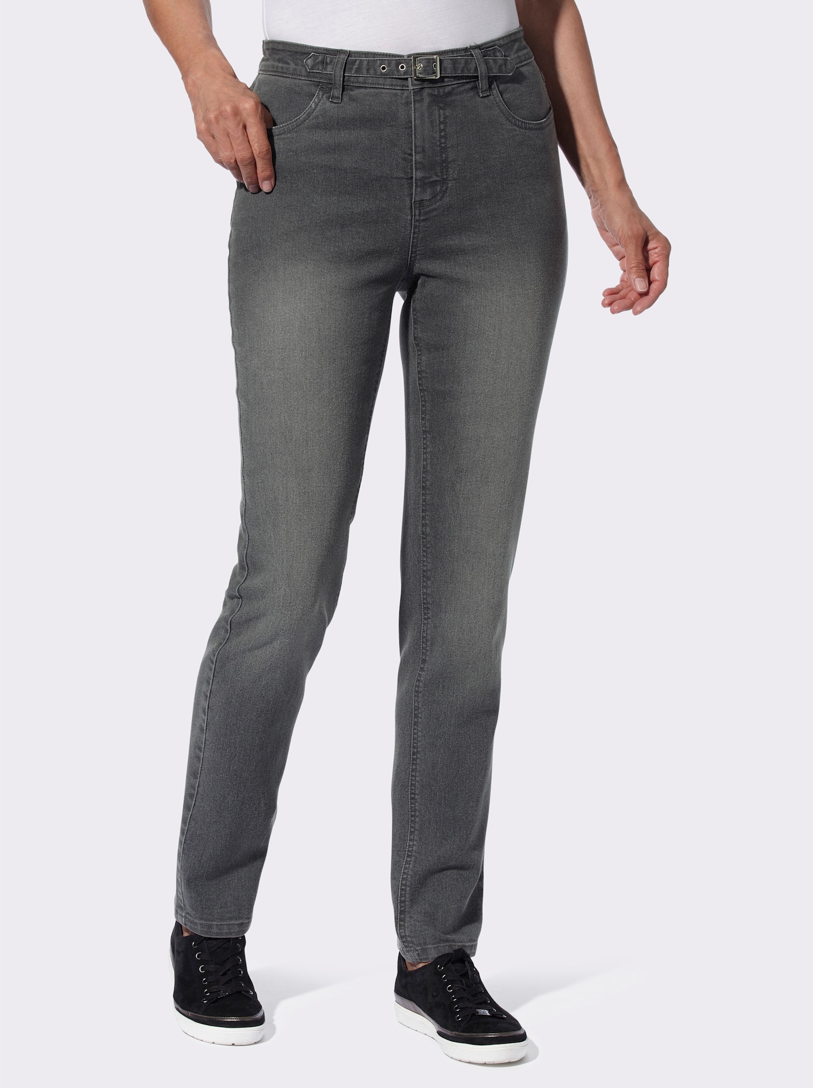Jeans mit rückwärtigem Dehnbund - grey-denim