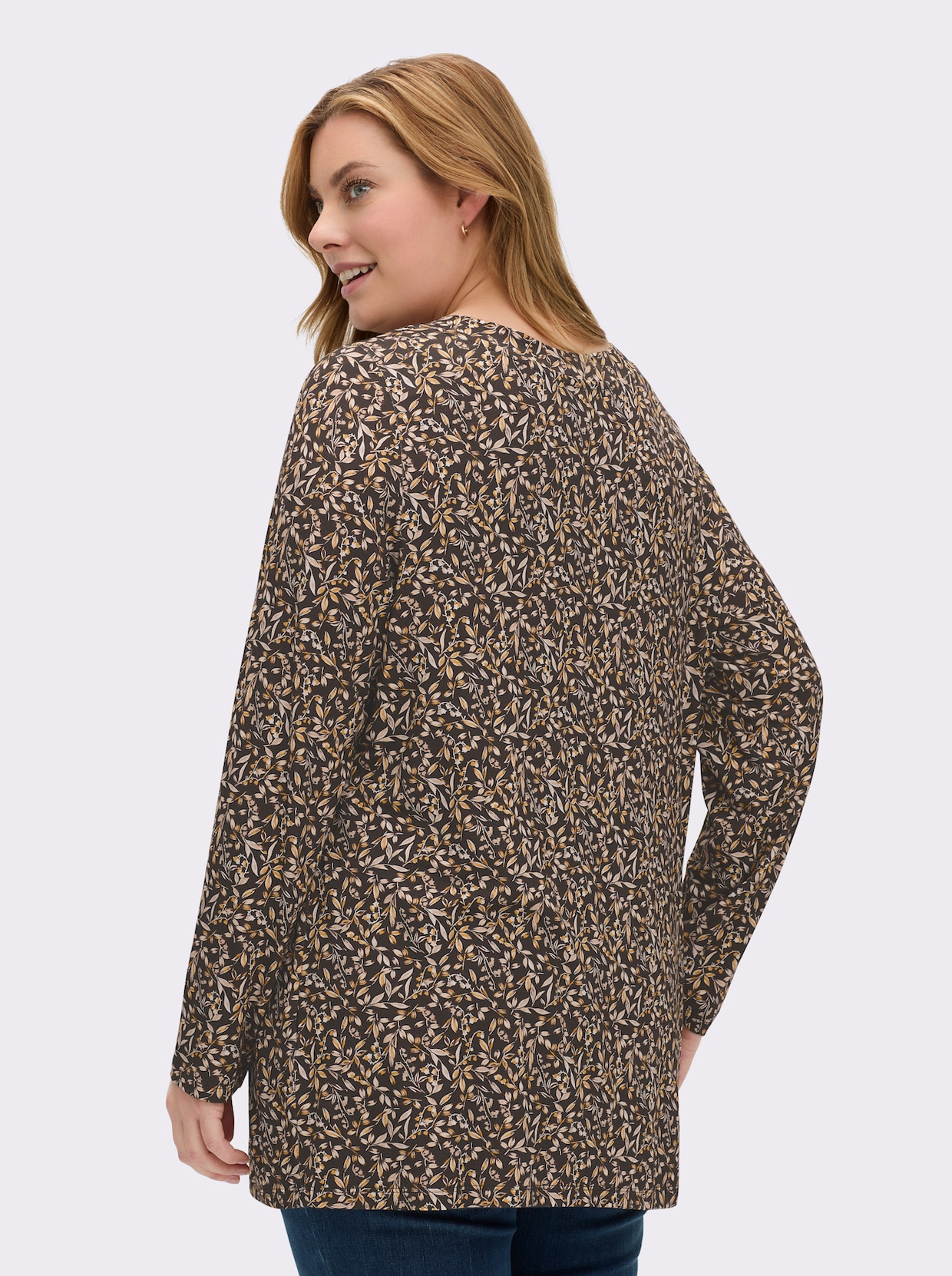 Tunikashirt - graphit-ocker-bedruckt