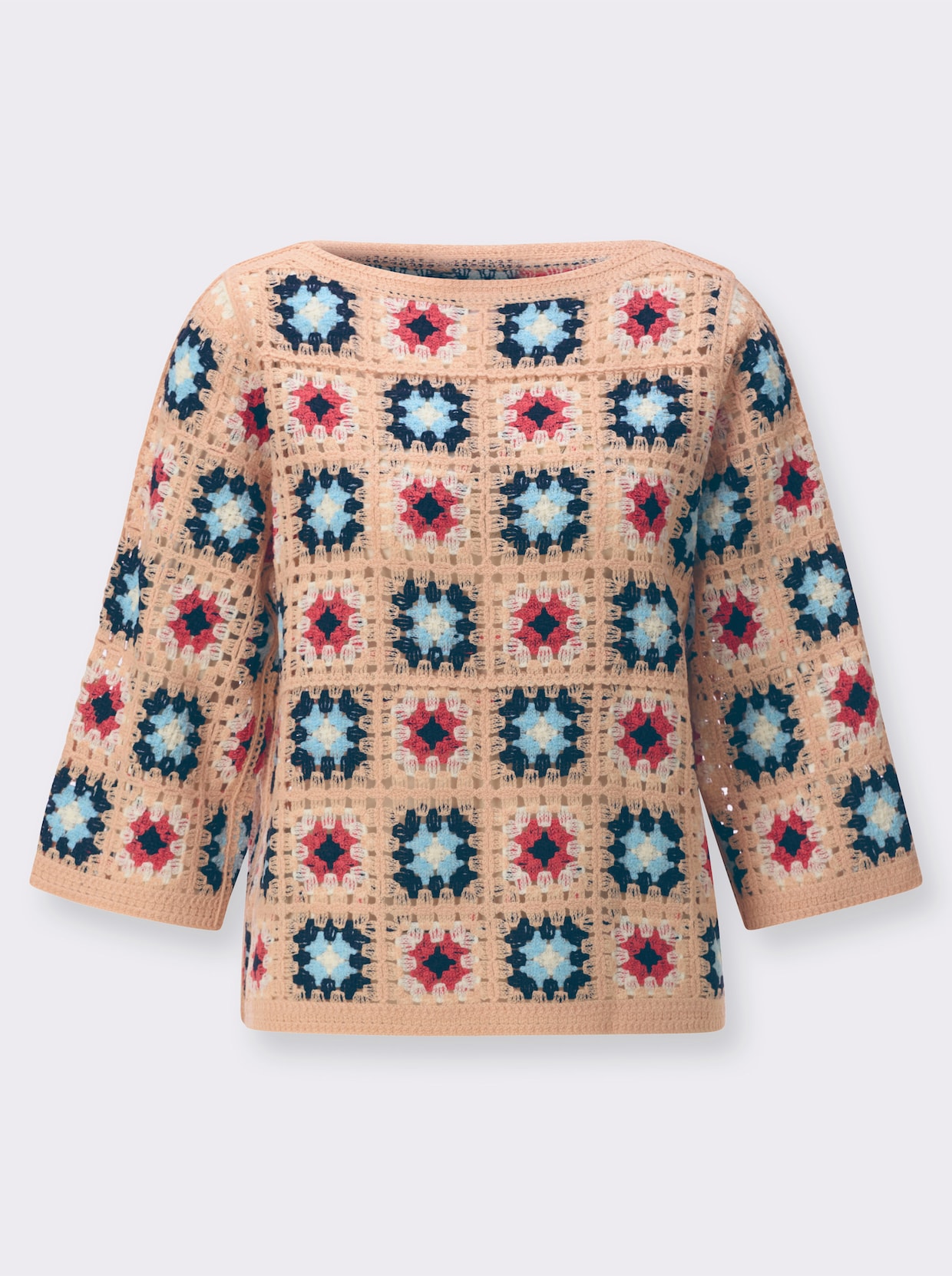 Pullover - apricot-koralle-gemustert