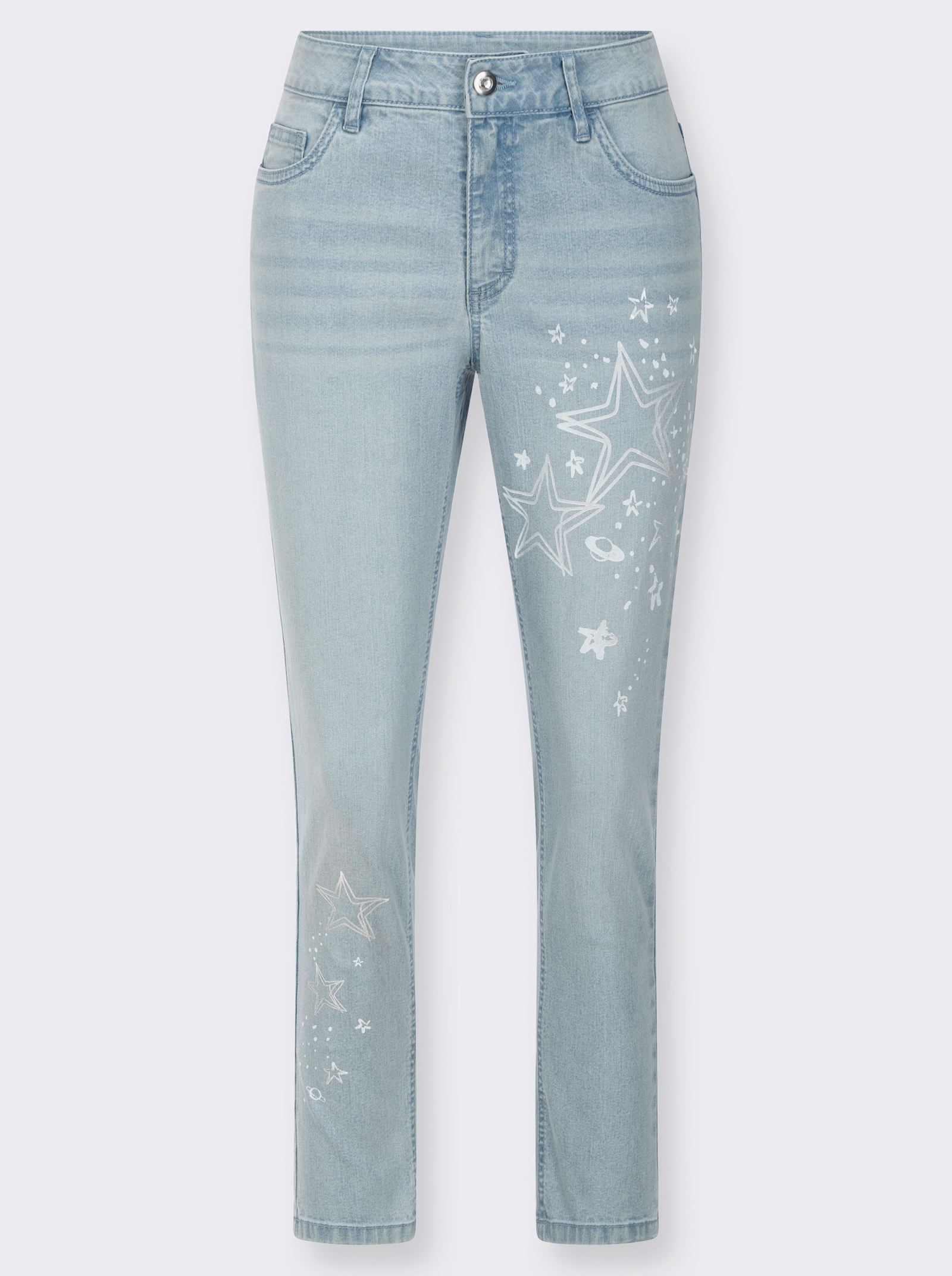 7/8-Jeans mit Sternen-Print - blue-bleached