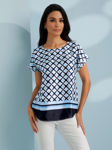 heine Druckbluse mit Muster-Print - marine-ecru-bedruckt
