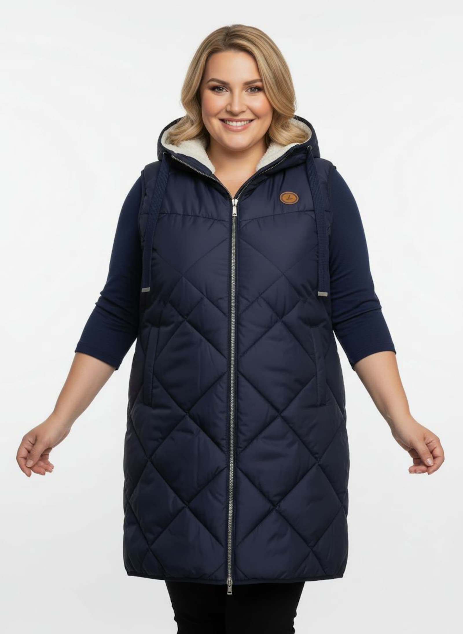 Kapuzenweste mit Fleece-Futter - marine