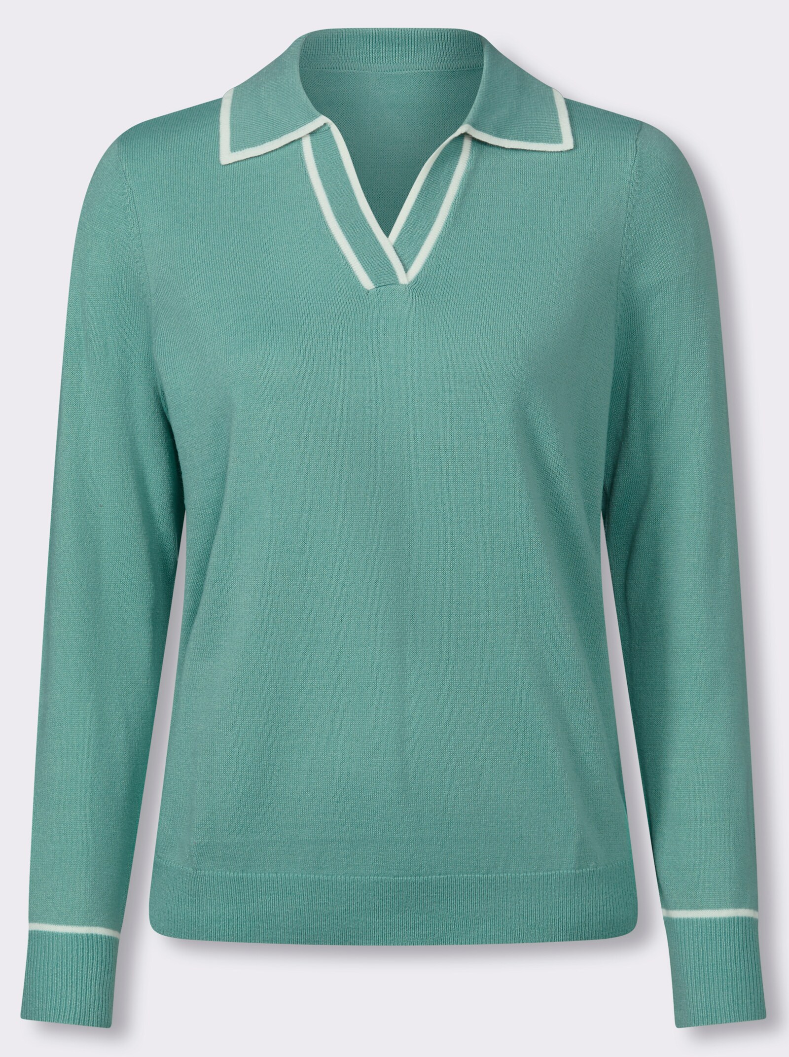 Polopullover mit Kontrast-Details - salbei